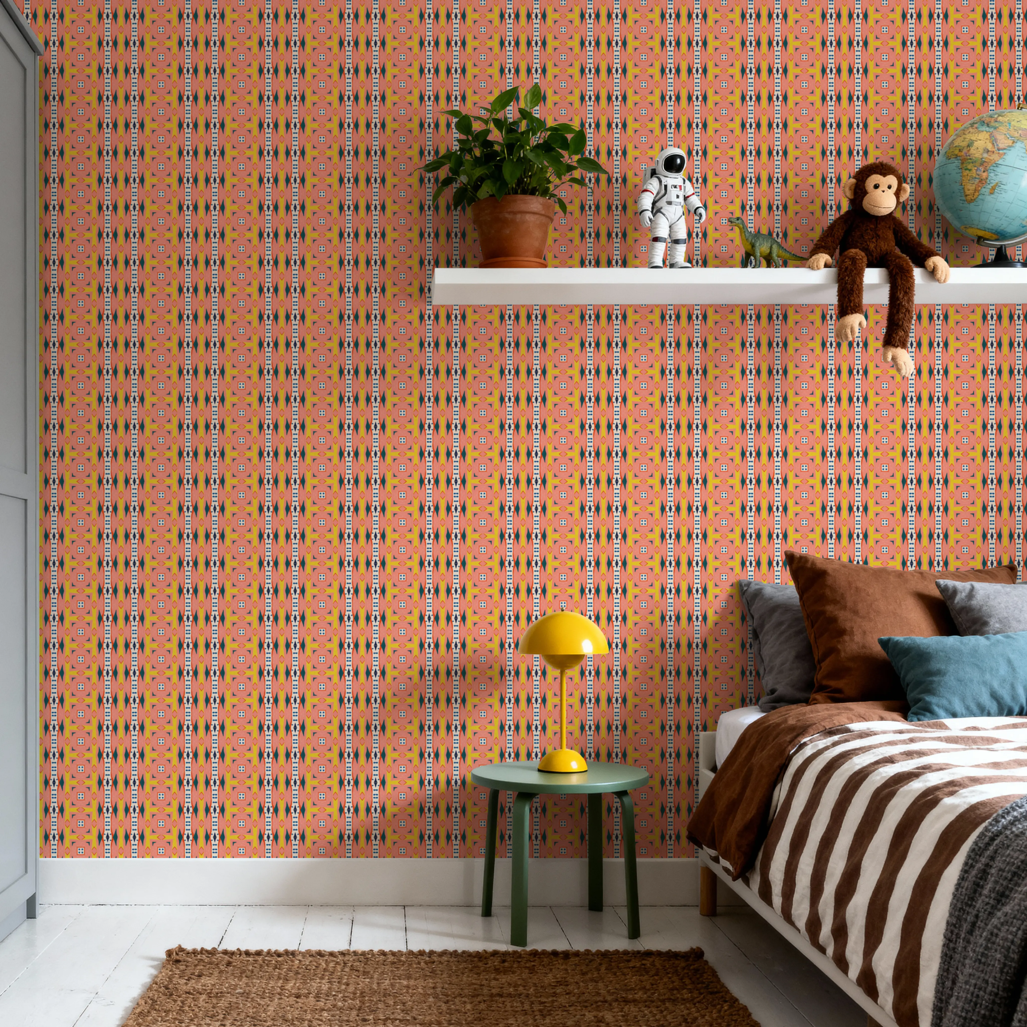 Carta da Parati - Tie-Dye Cujira - Diamanti Quadrati - Rosa - Ufficio - Wallism Italia - Incollare al muro o Autoadesivo