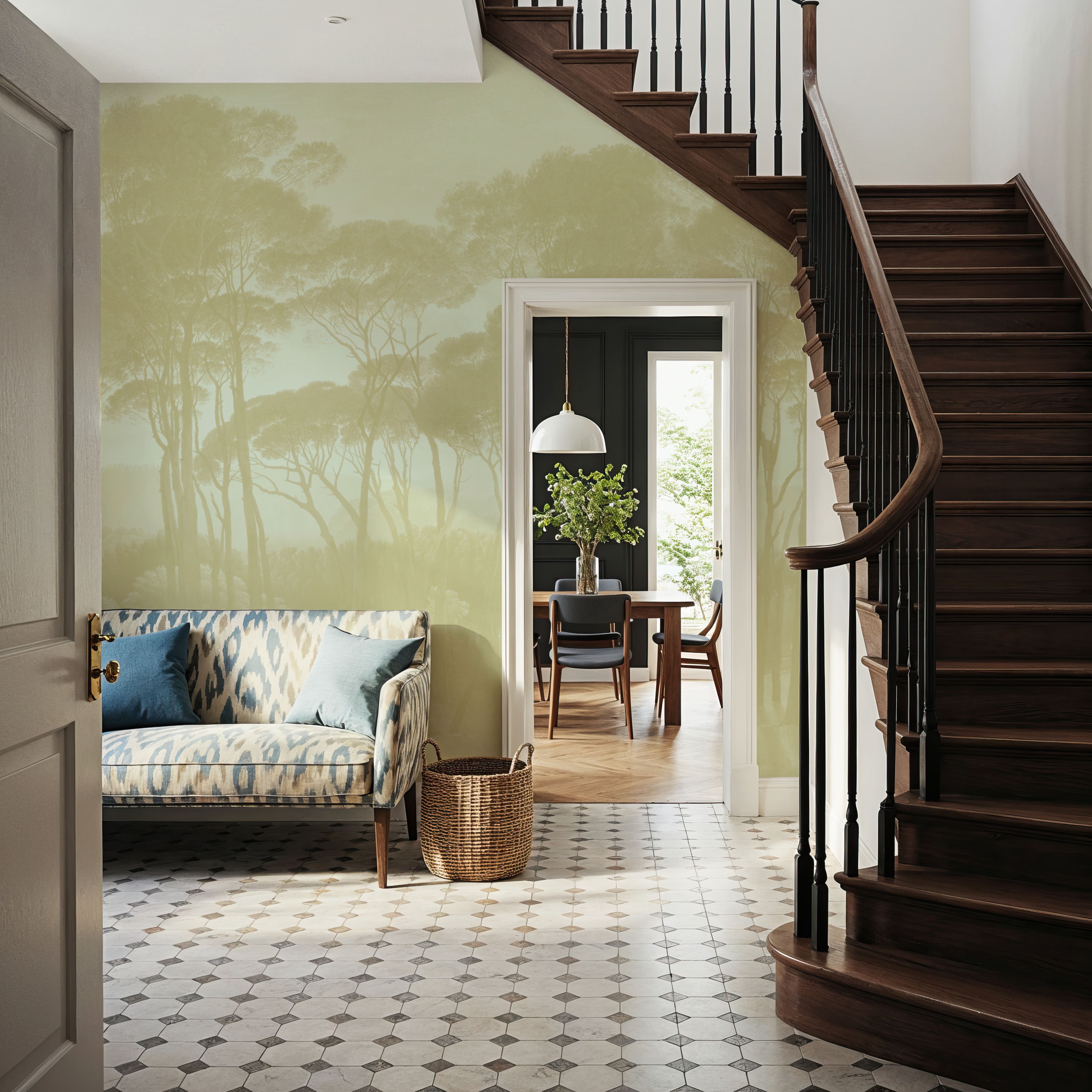 Mediterranean Pine Landscape, Greenish Beige