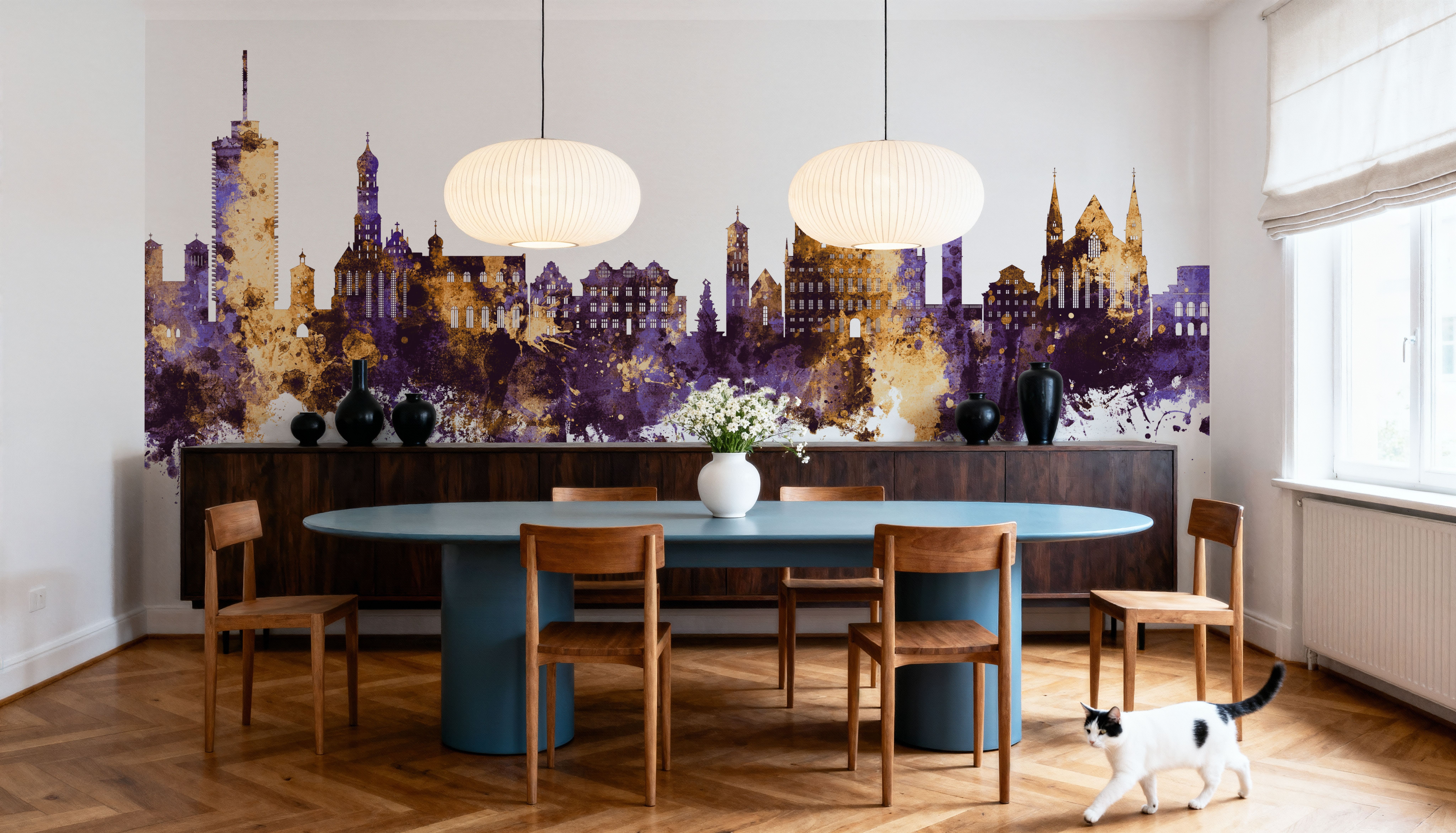 Augsburg Germany Skyline Purple & Gold