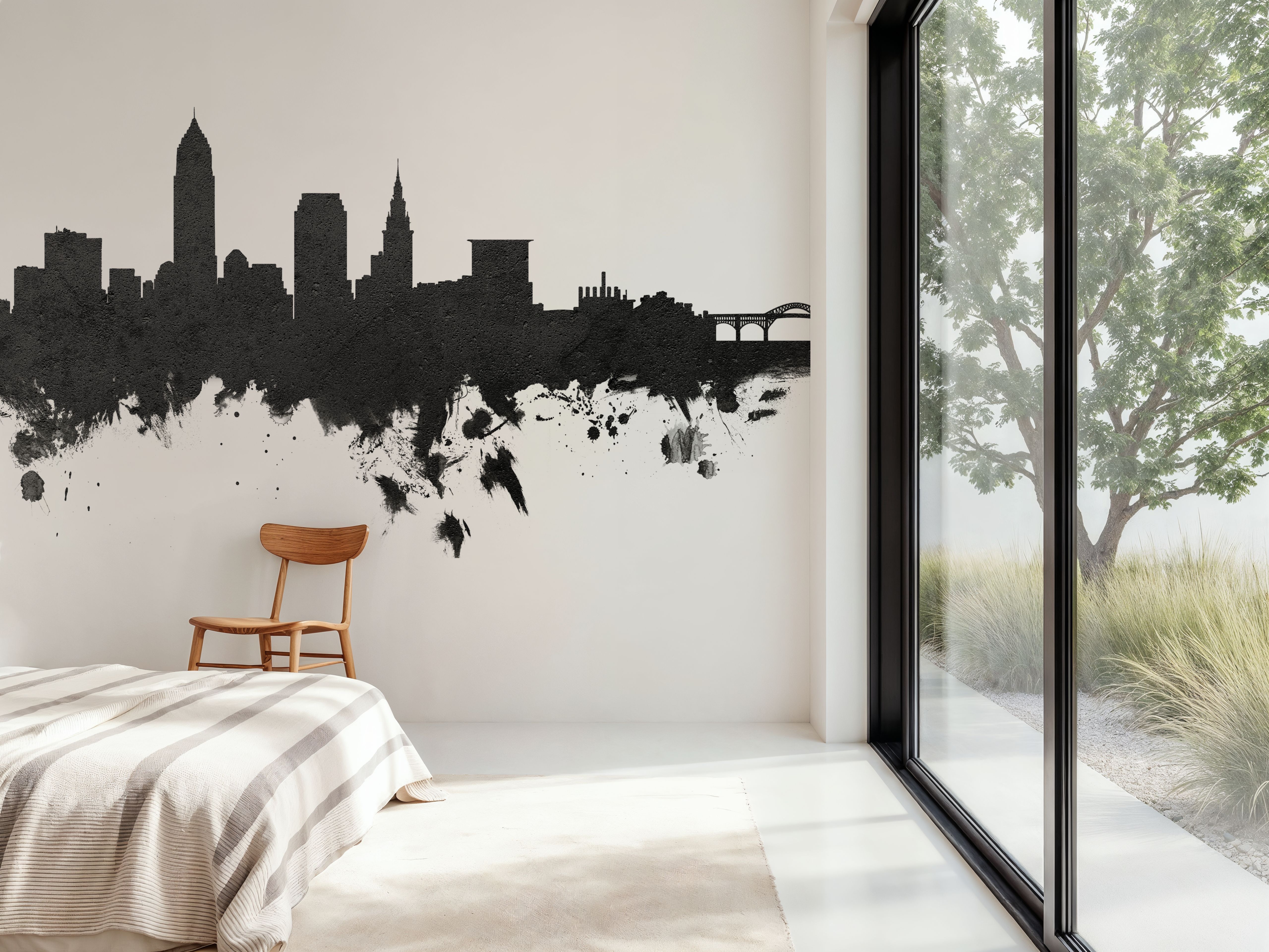 Cleveland Ohio Skyline Black & White