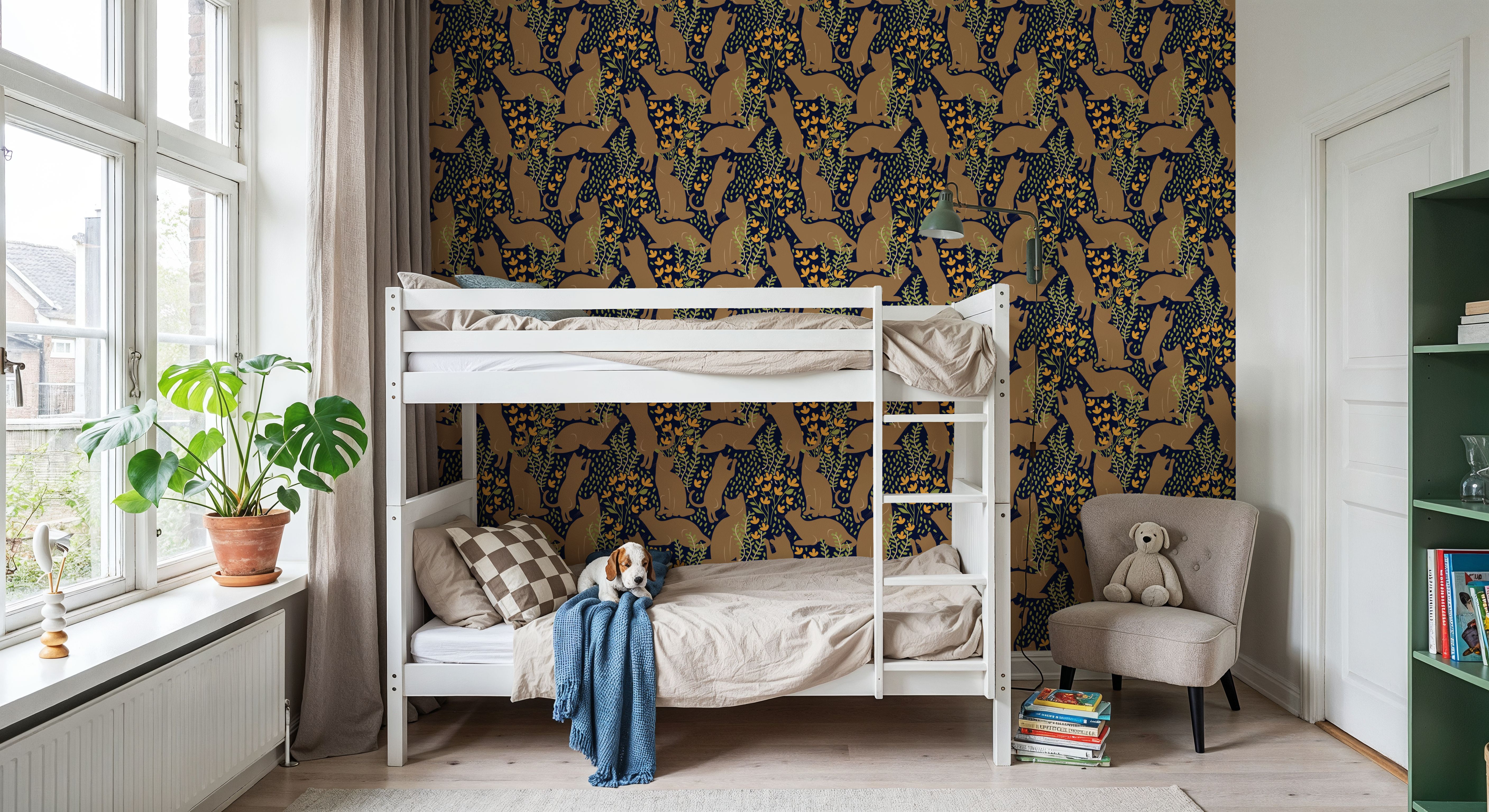 Hunters in The Garden, Navy & Beige