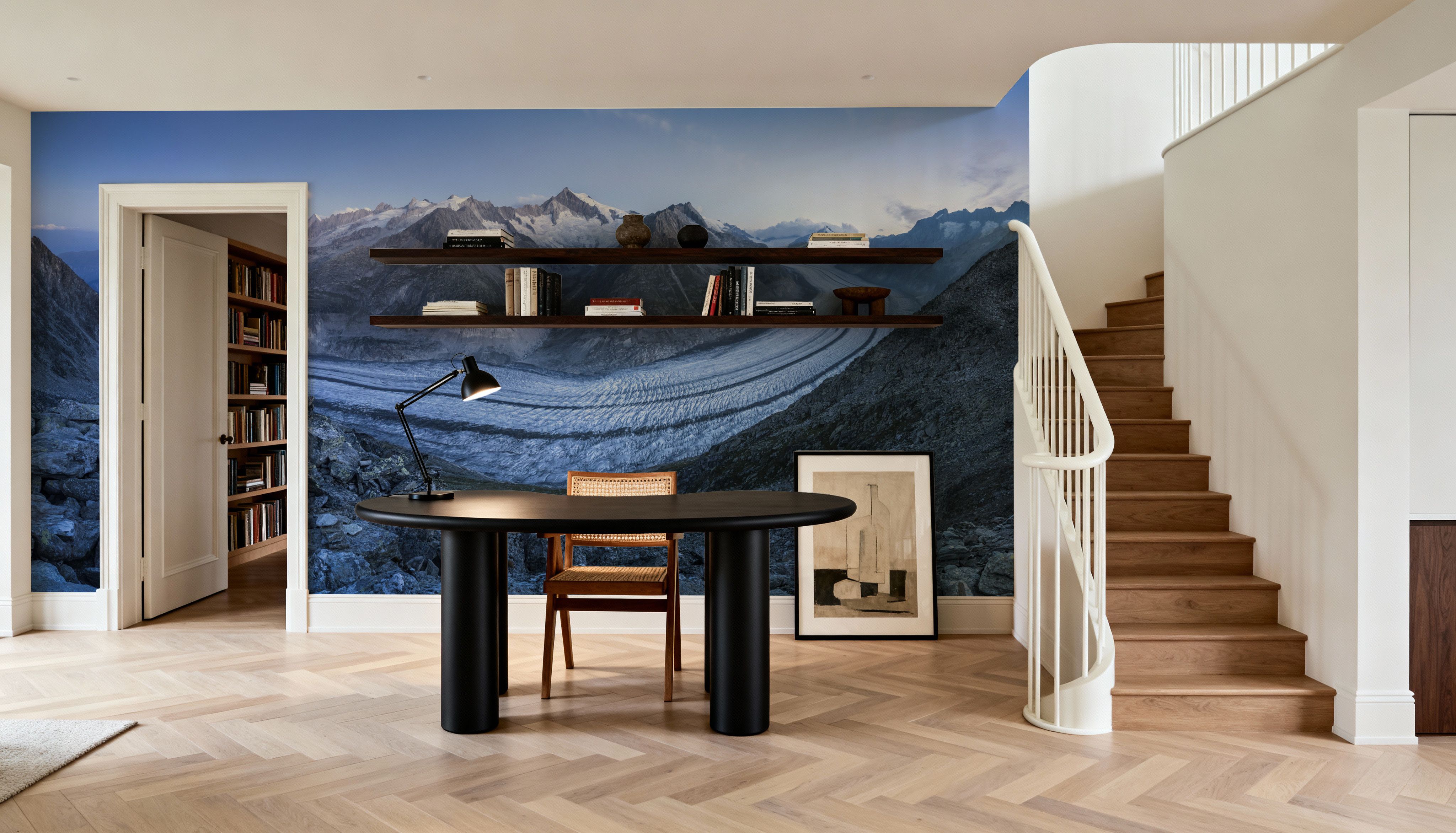 Aletsch Glacier Moon, Wallpaper