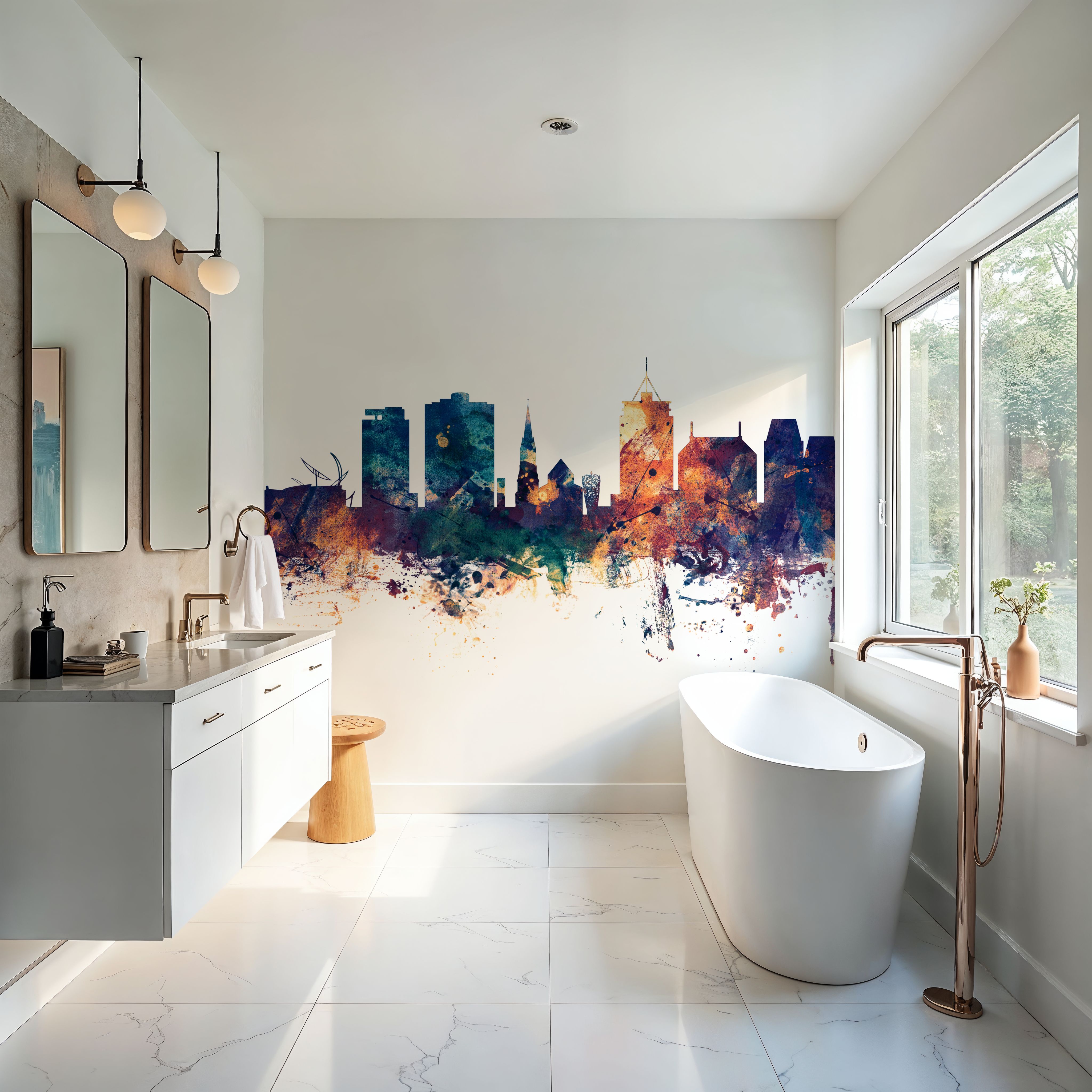 Christchurch New Zealand Skyline Blue & Bronze