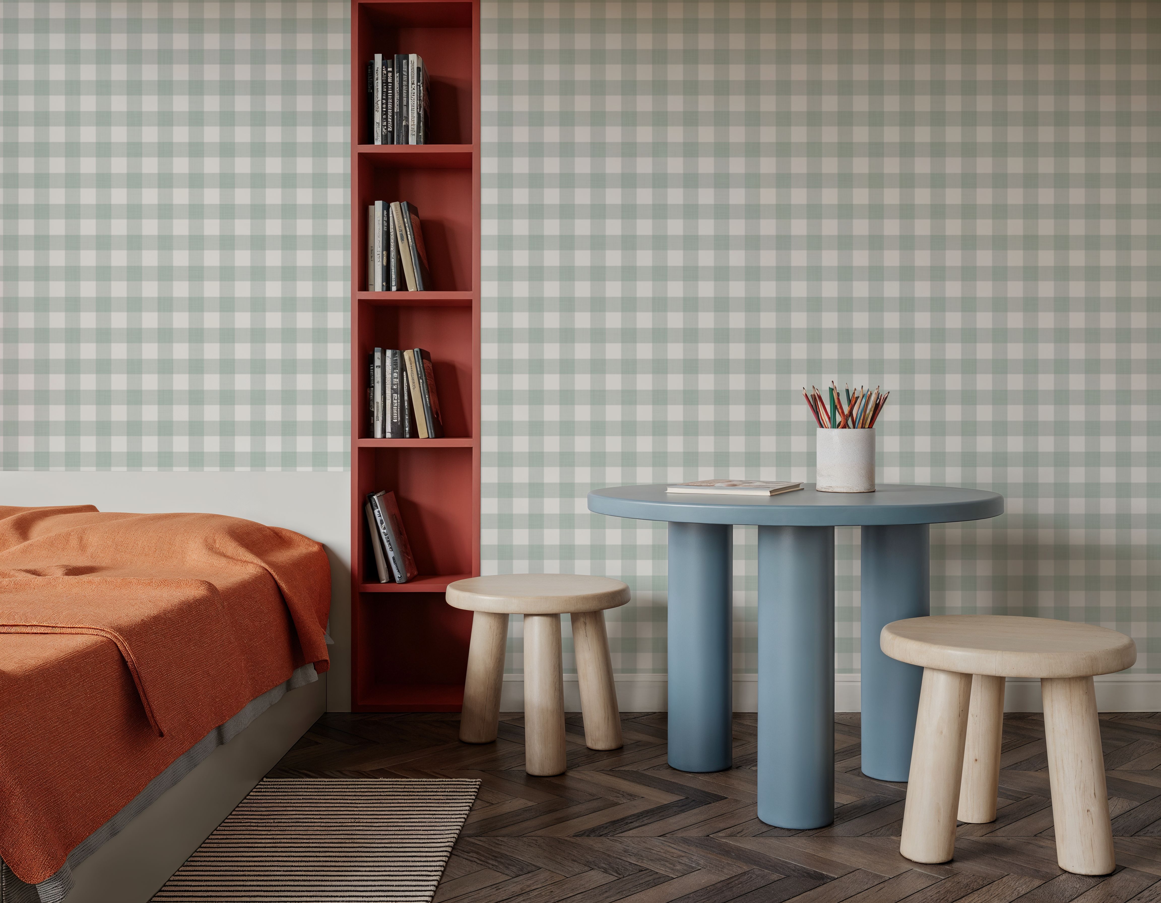 Gingham Linden Green