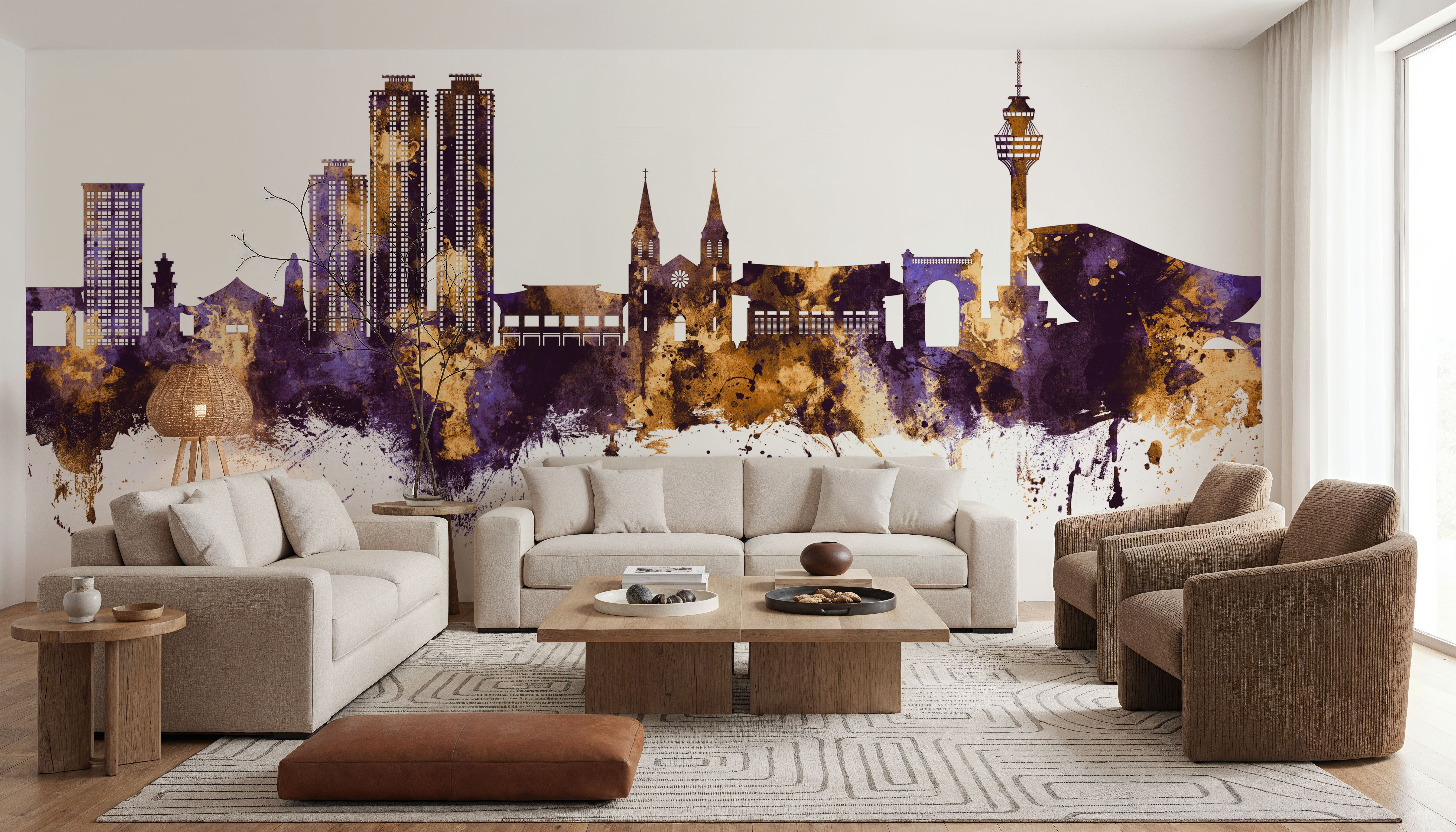 Daegu South Korea Skyline Purple & Gold