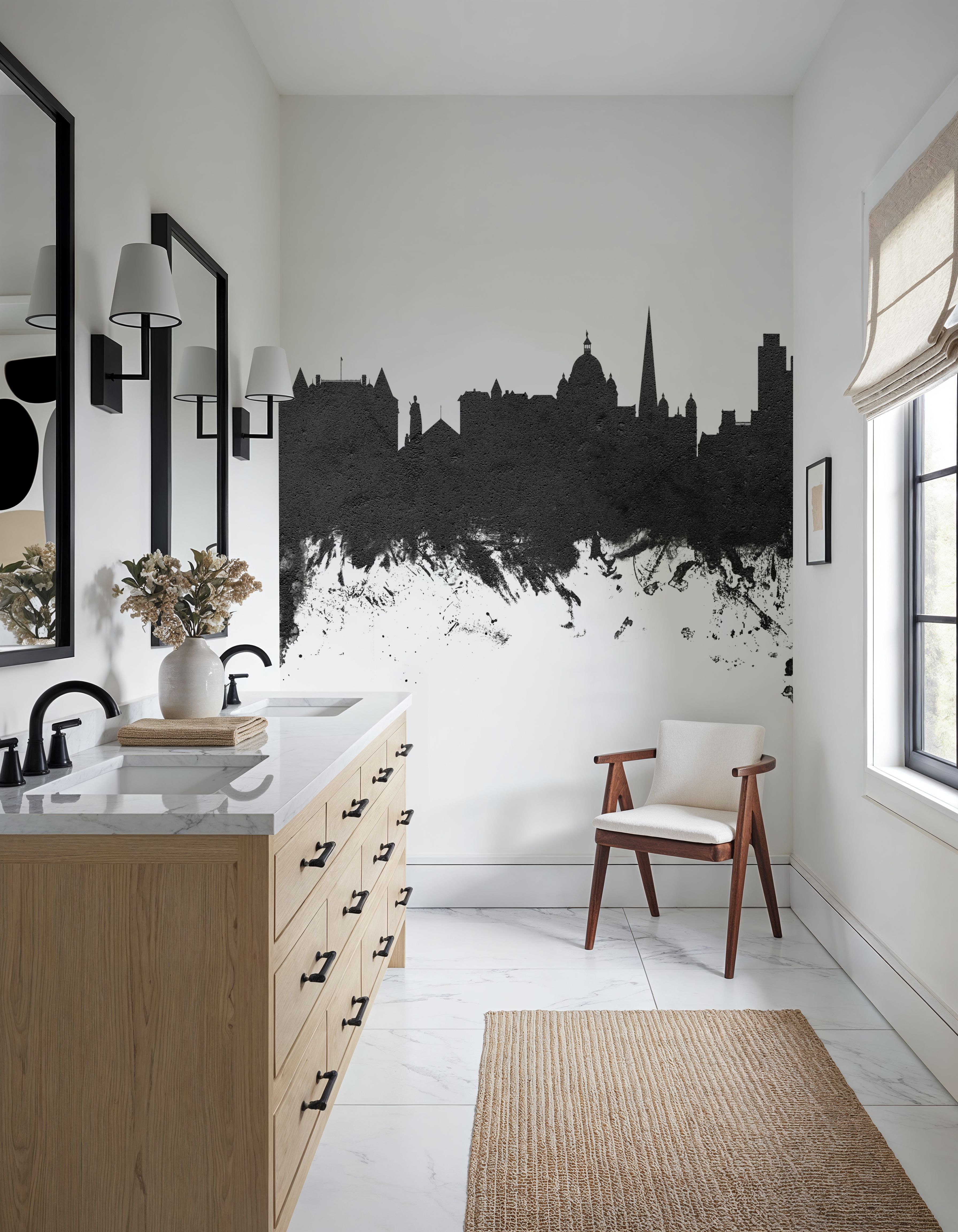 Victoria Canada Skyline Black & White