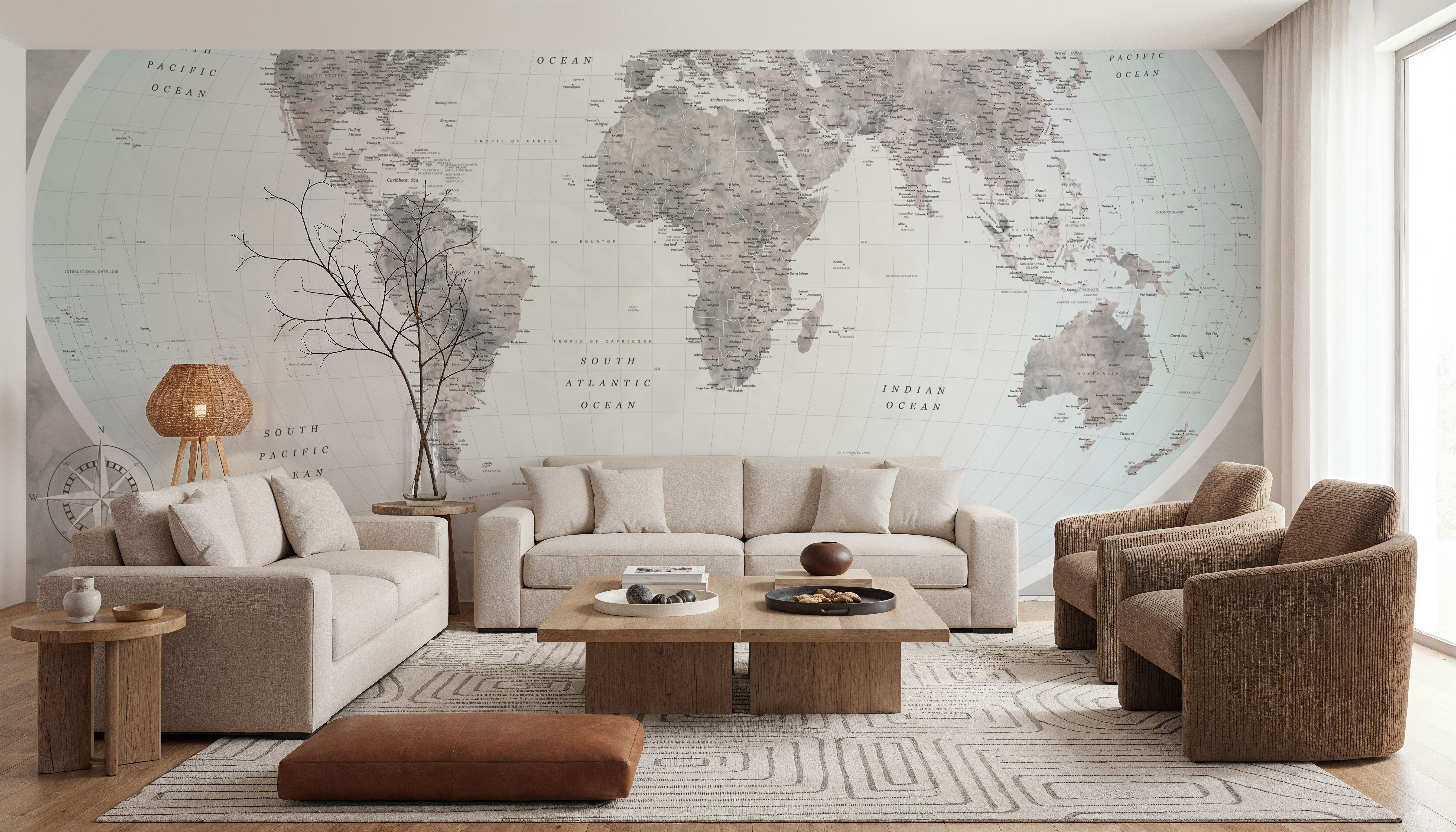 World Map Atlas Gray