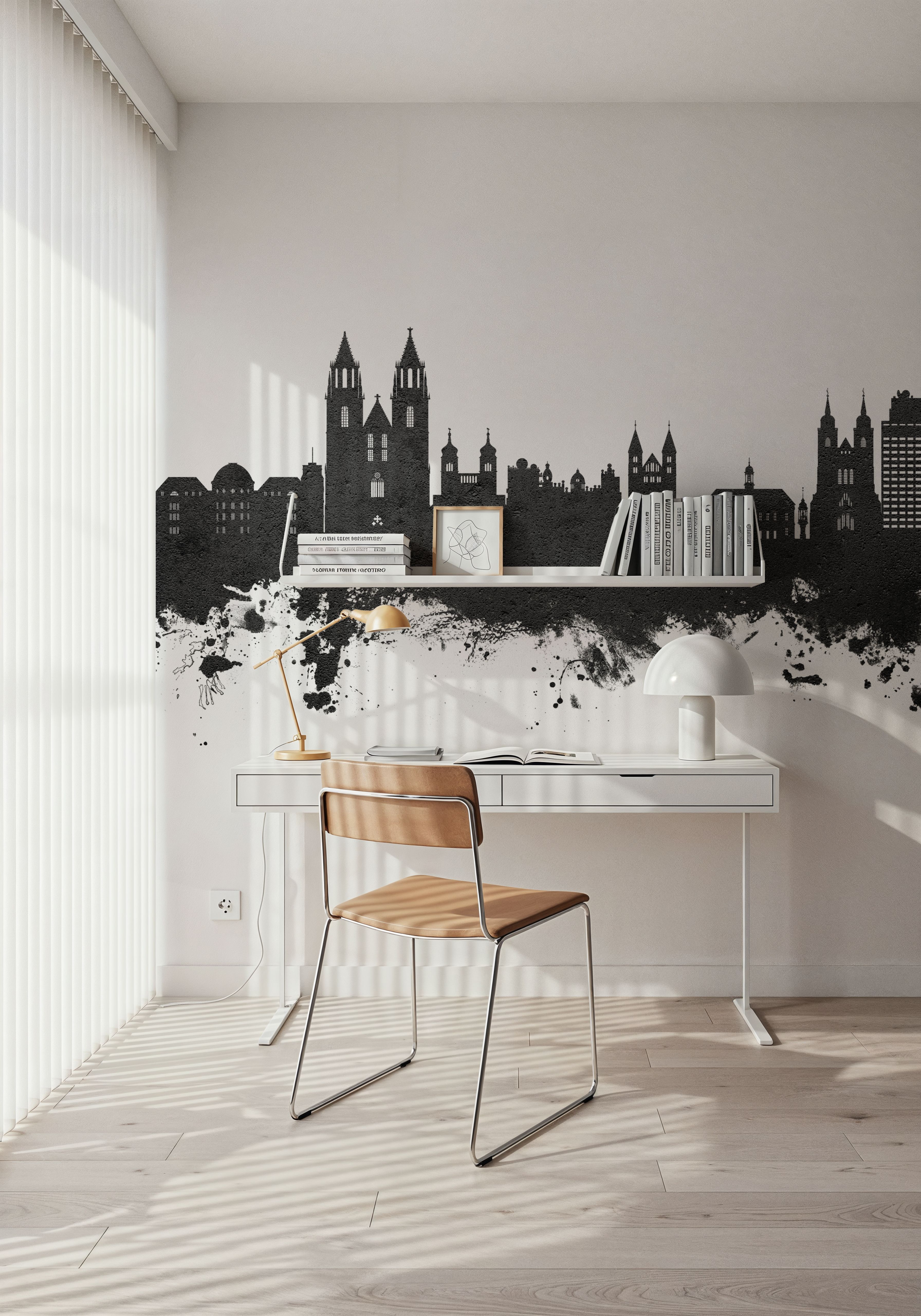 Magdeburg Germany Skyline Black & White