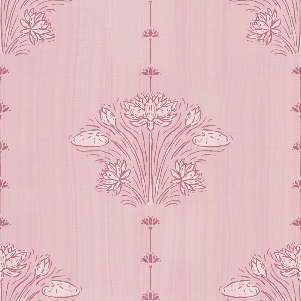 Block Print Water Lily Stripes, Blush