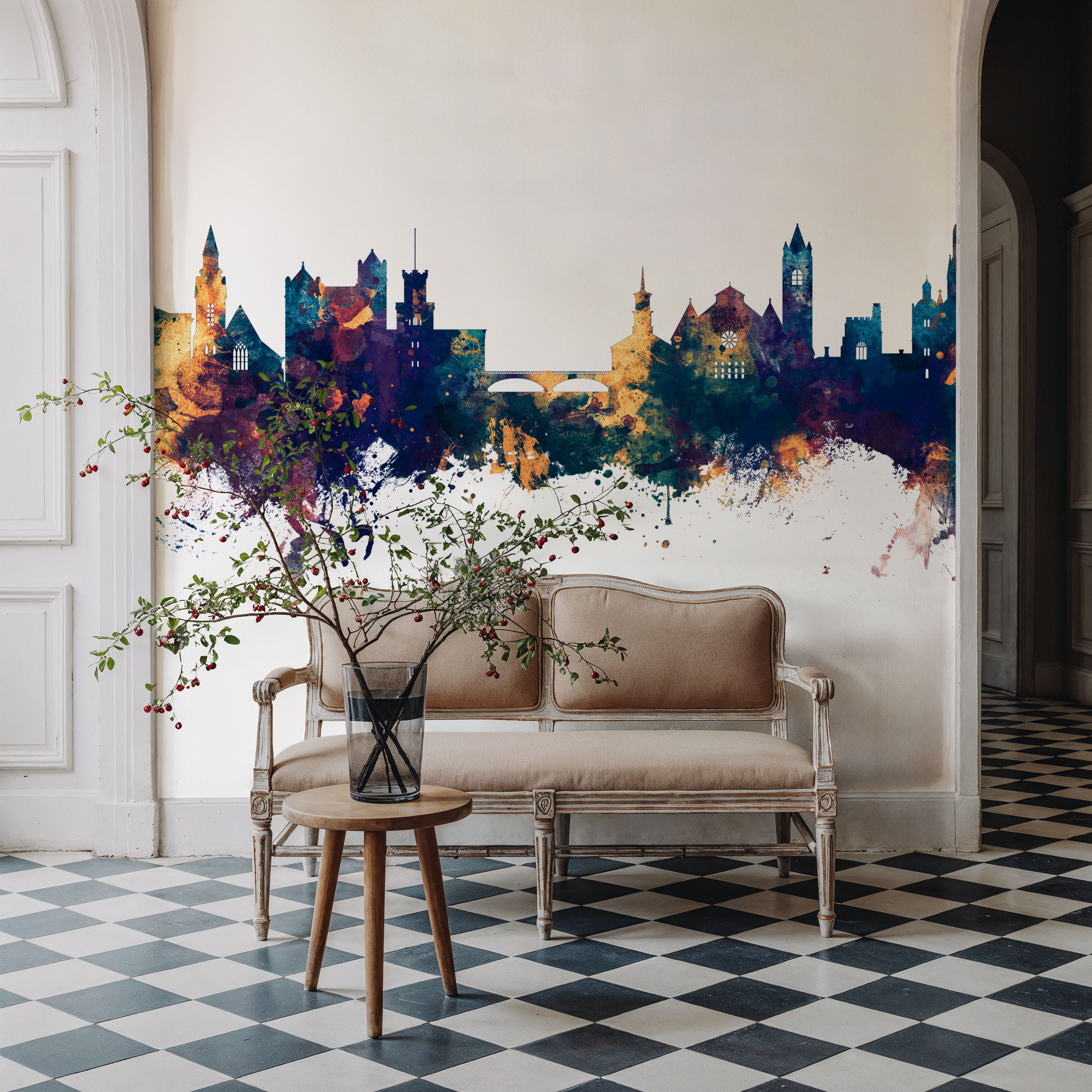 Nashua New Hampshire Skyline Blue & Bronze