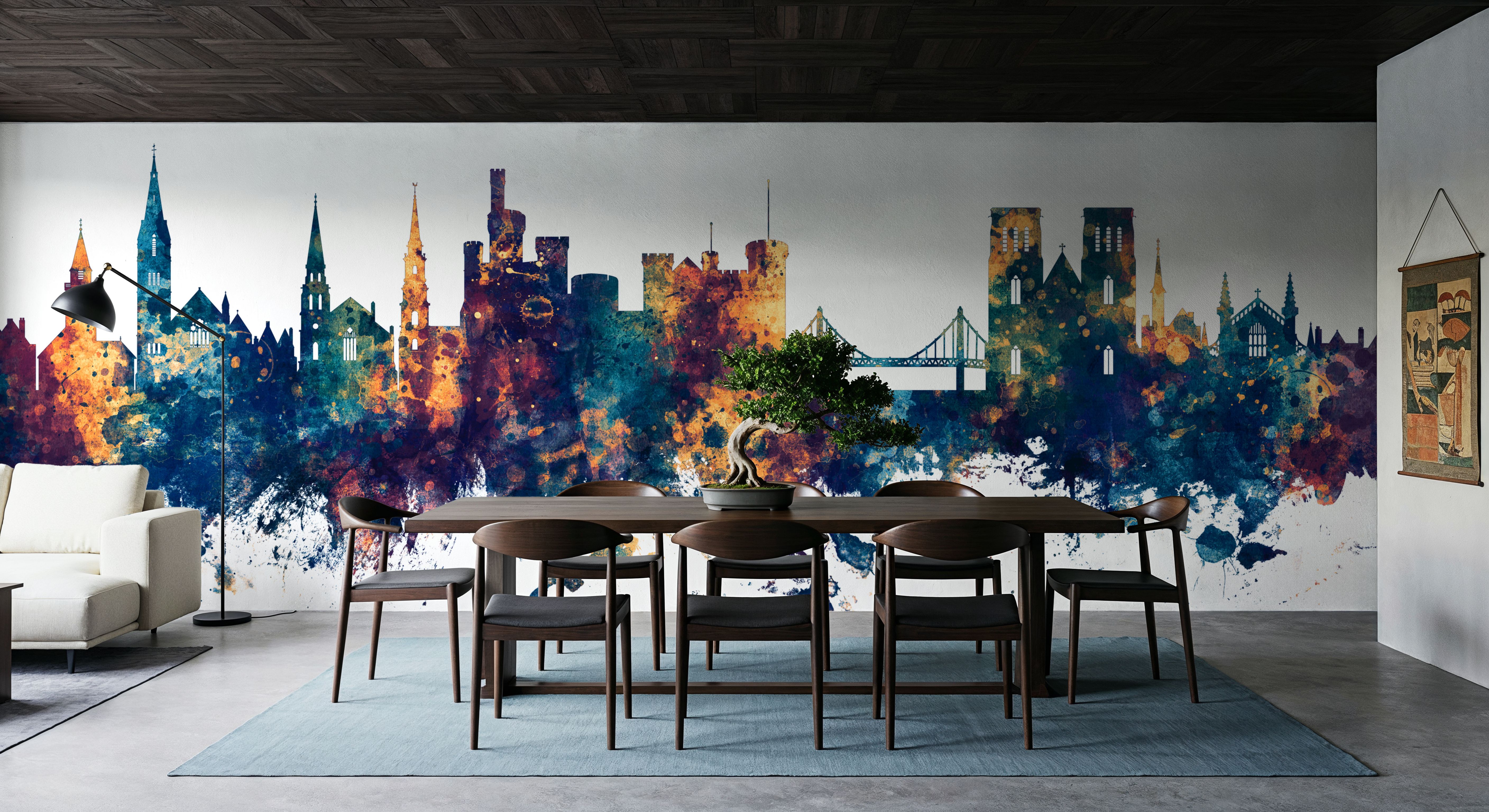 Inverness Scotland Skyline Blue & Bronze, Papier peint