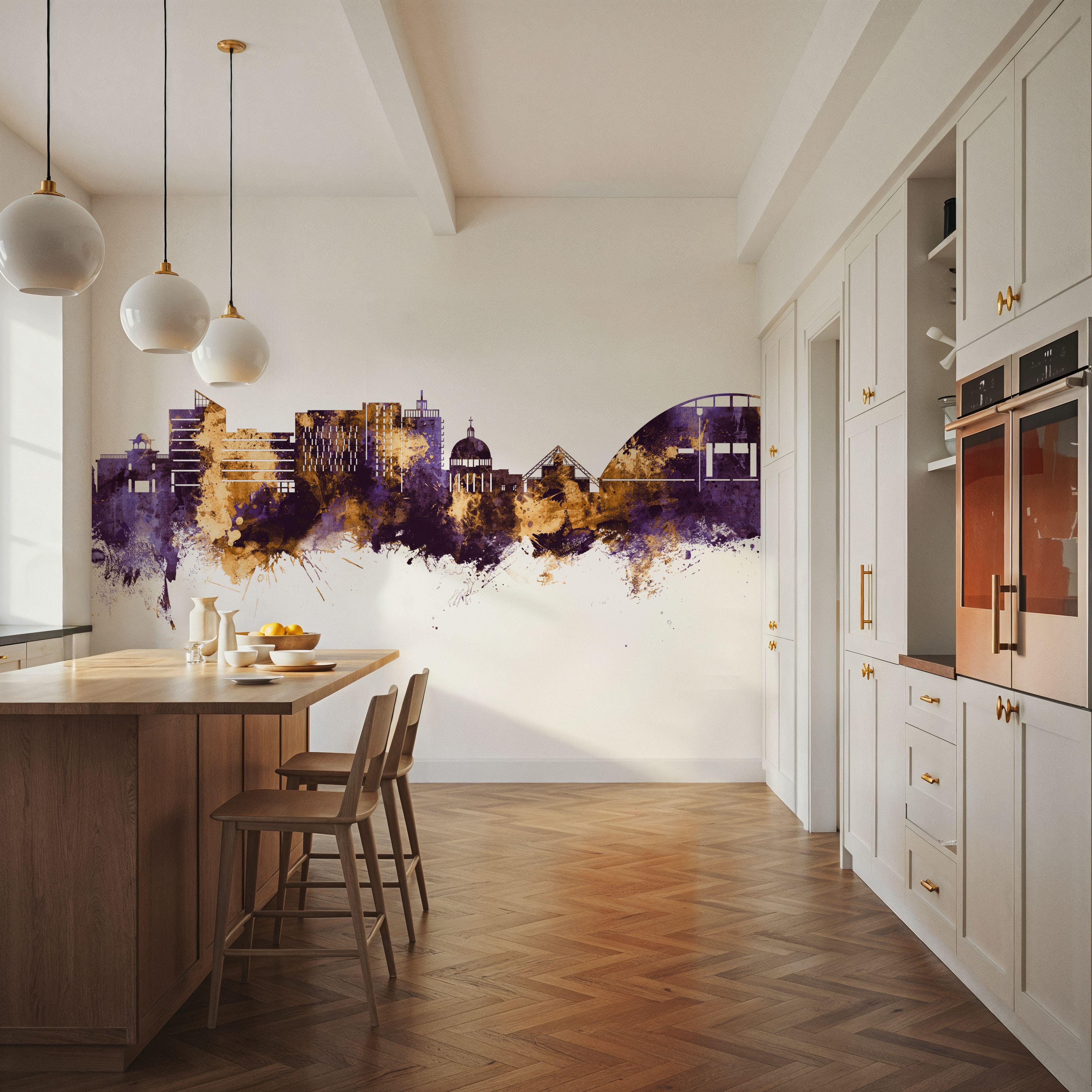 Milton Keynes England Skyline Purple & Gold