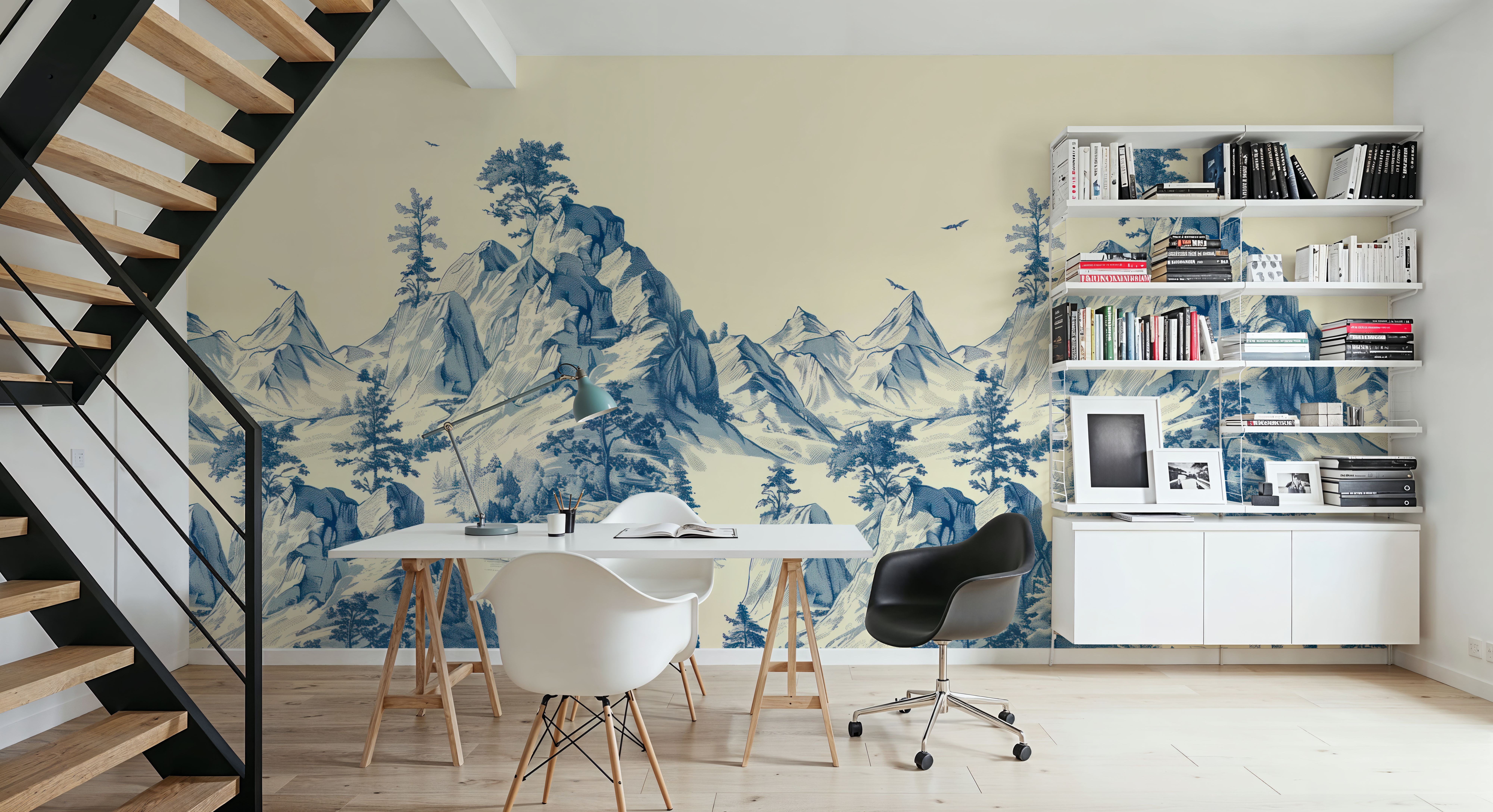 Toile Hills, Porcelain Blue, Wallpaper