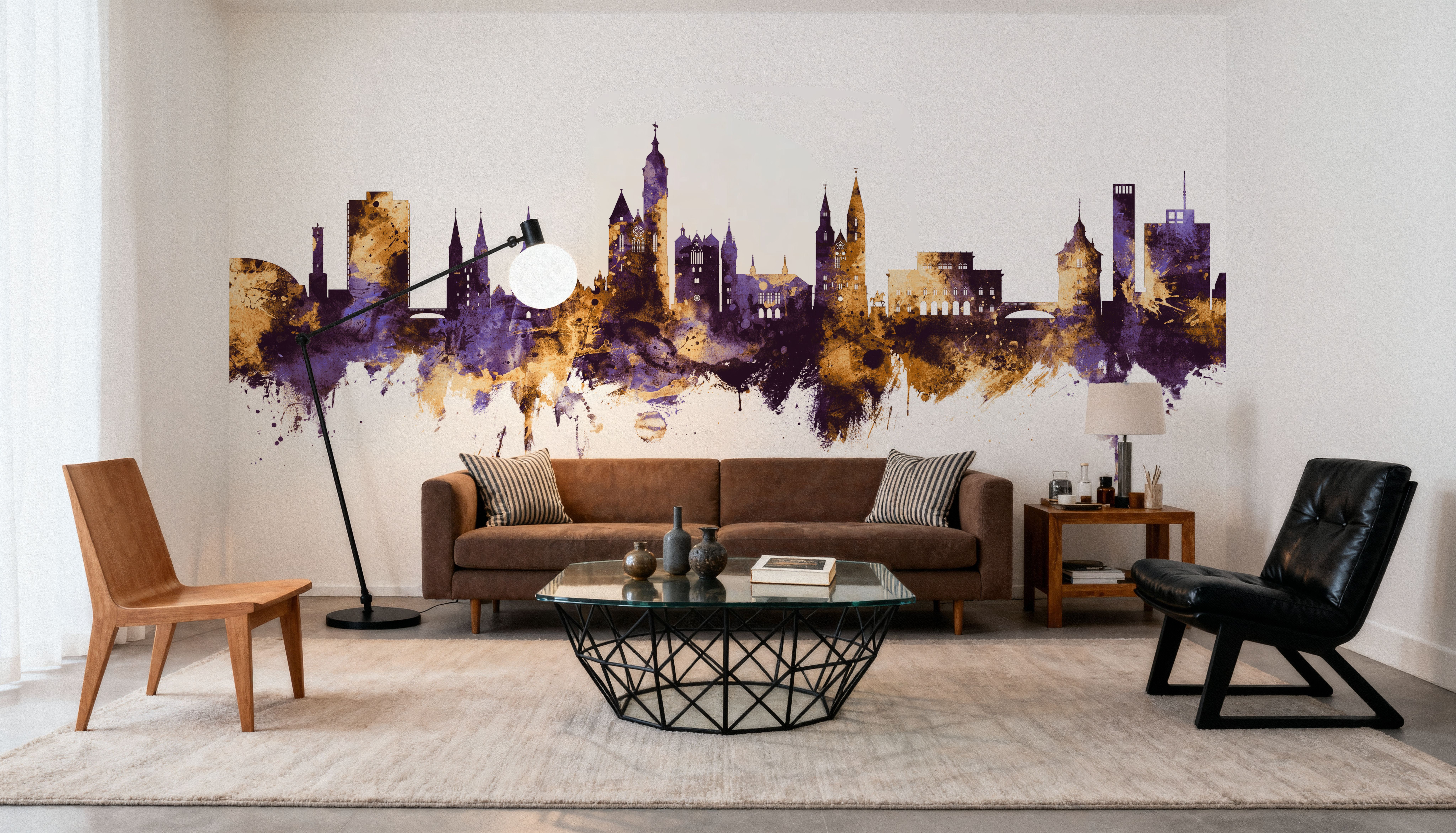 Braunschweig Germany Skyline Purple & Gold