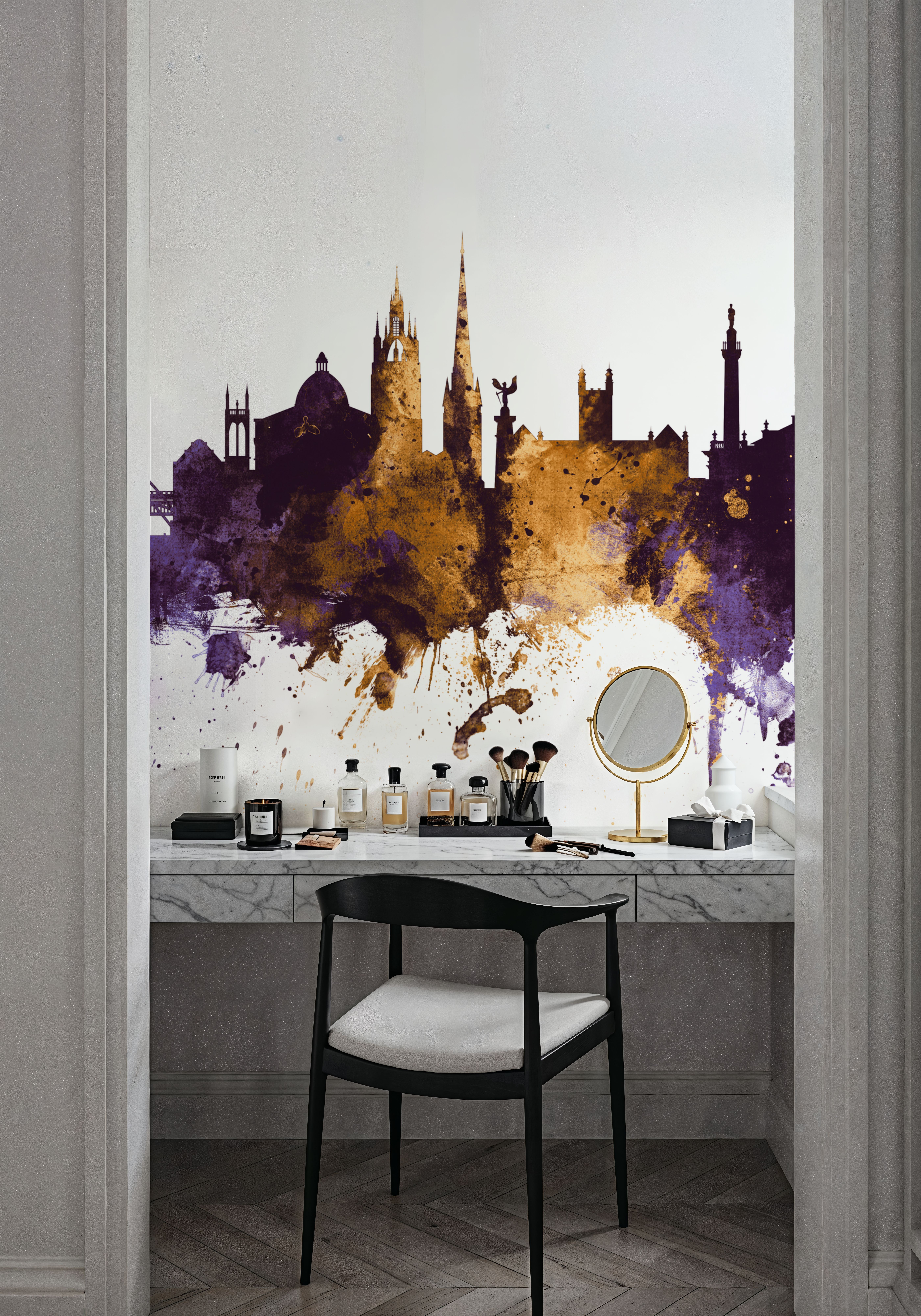 Newcastle England Skyline Purple & Gold