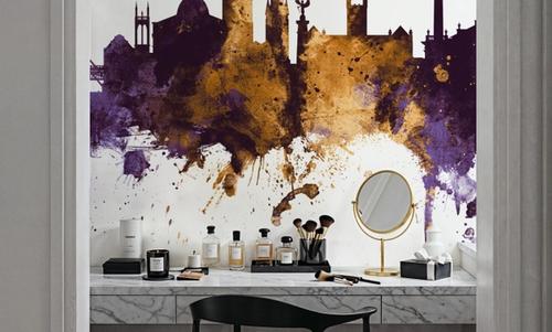 Newcastle England Skyline Purple & Gold