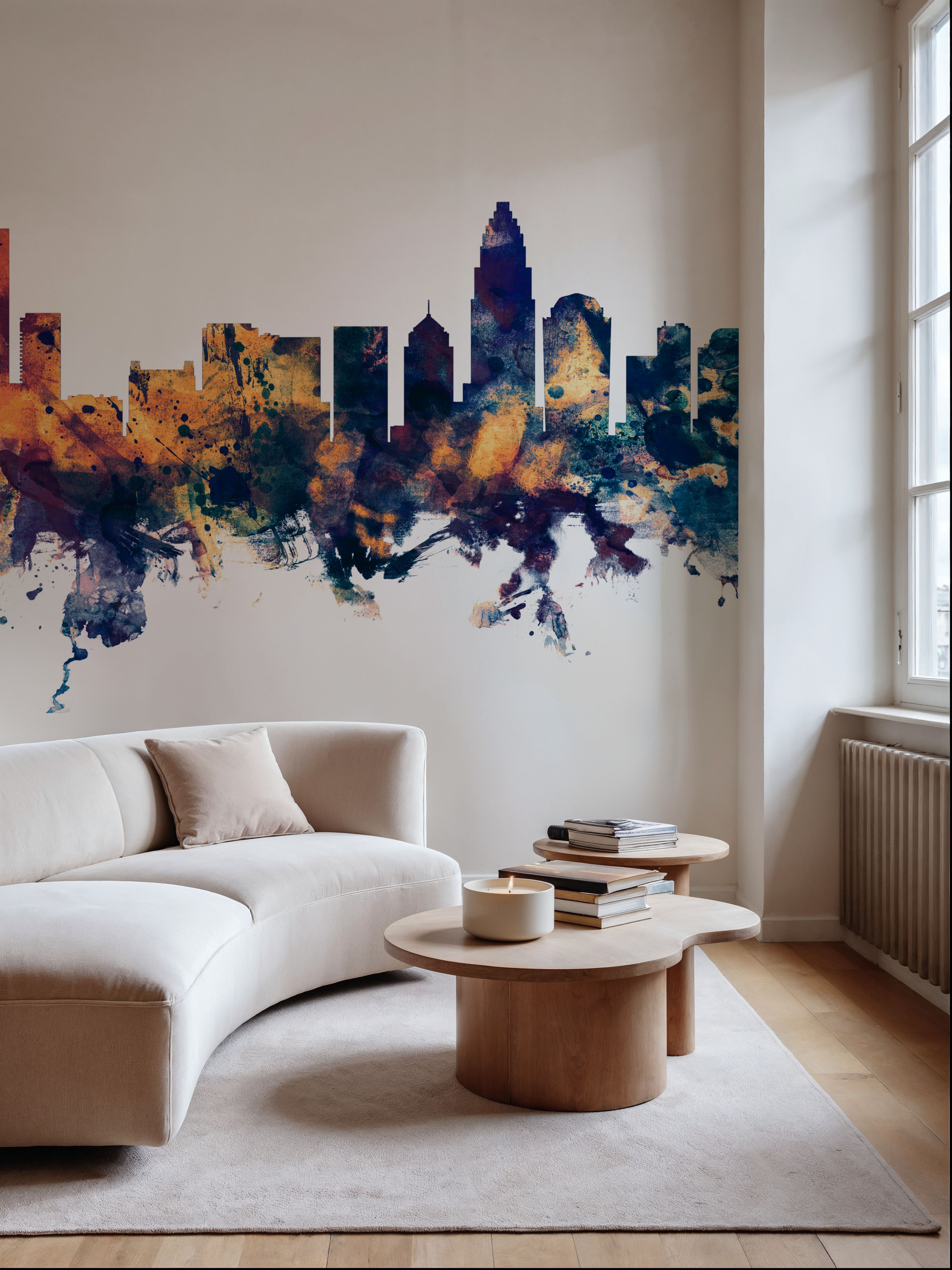 Charlotte North Carolina Skyline Blue & Bronze