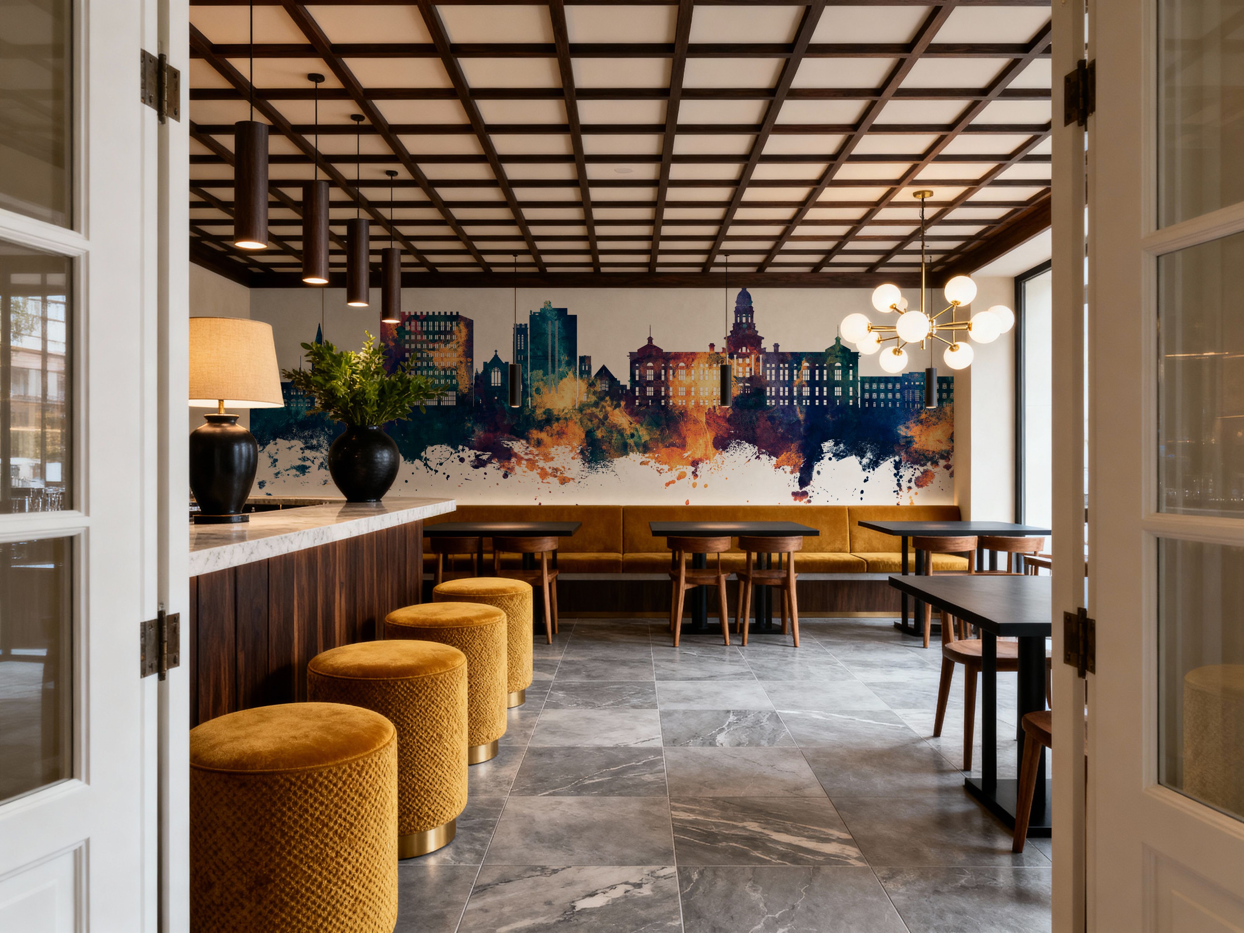 Cheyenne Wyoming Skyline Blue & Bronze