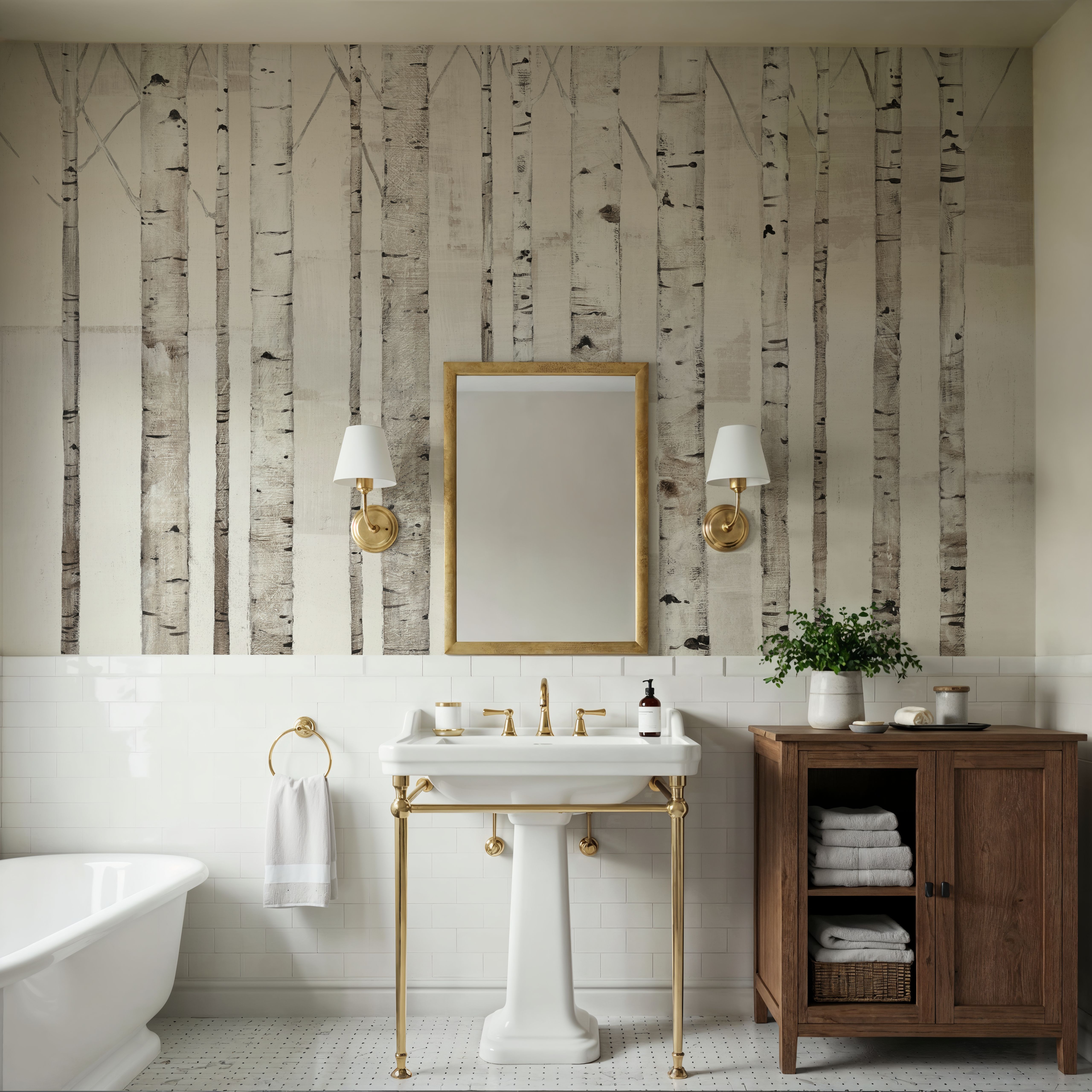 Birch Trees on White