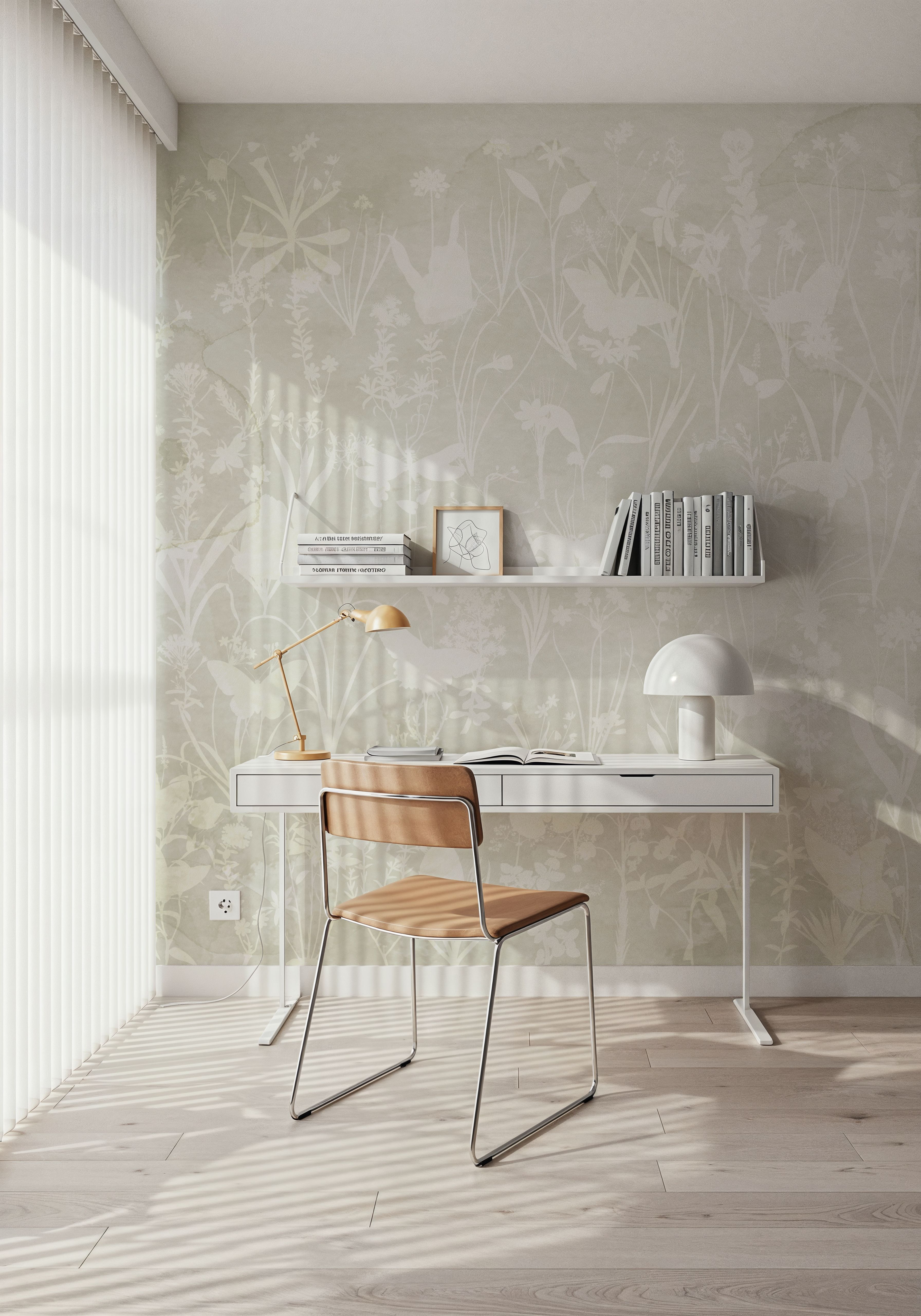 Herbals and Butterflies Double Silhouette Light Green