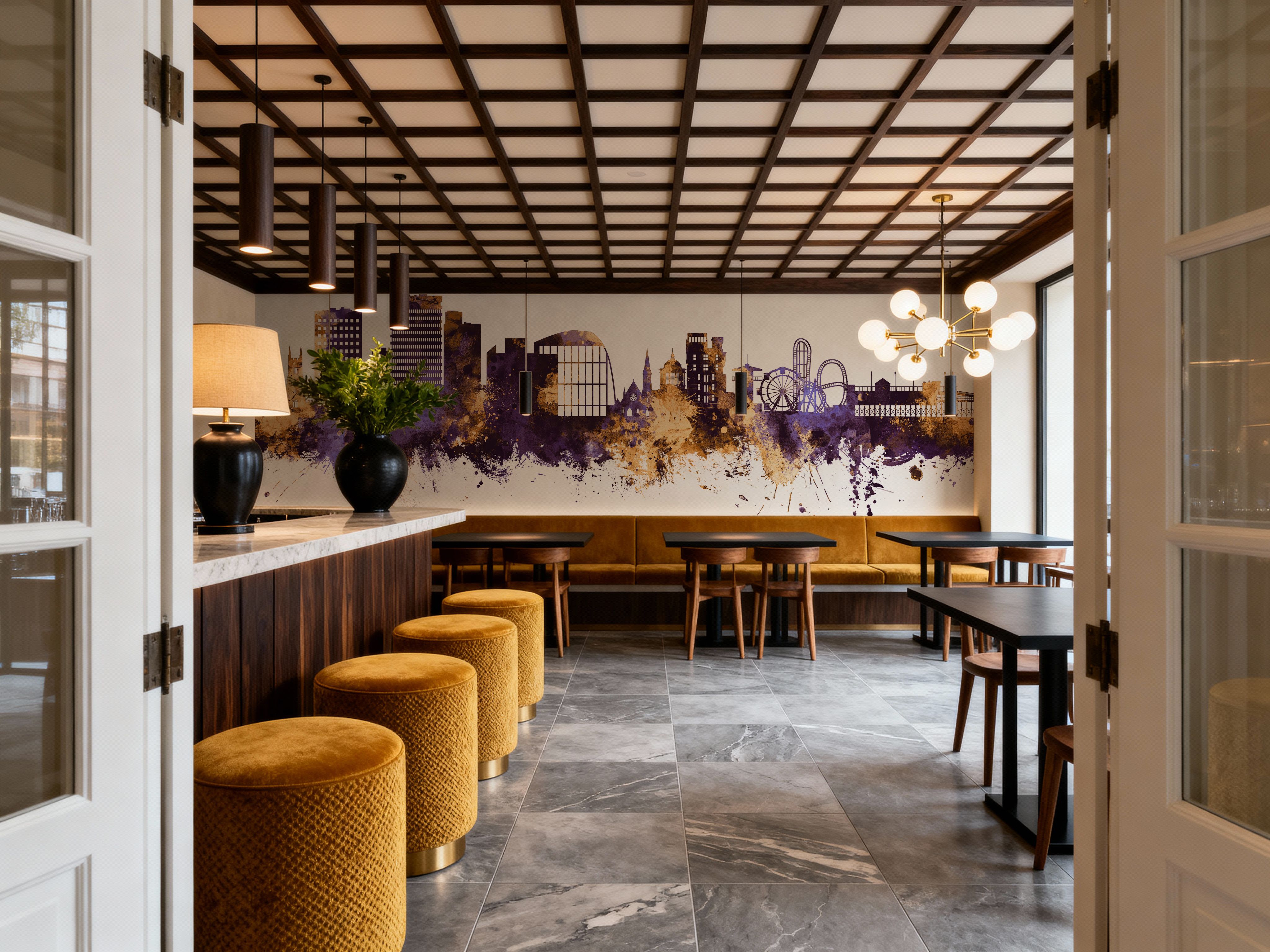 Southend-on-Sea England Skyline Purple & Gold