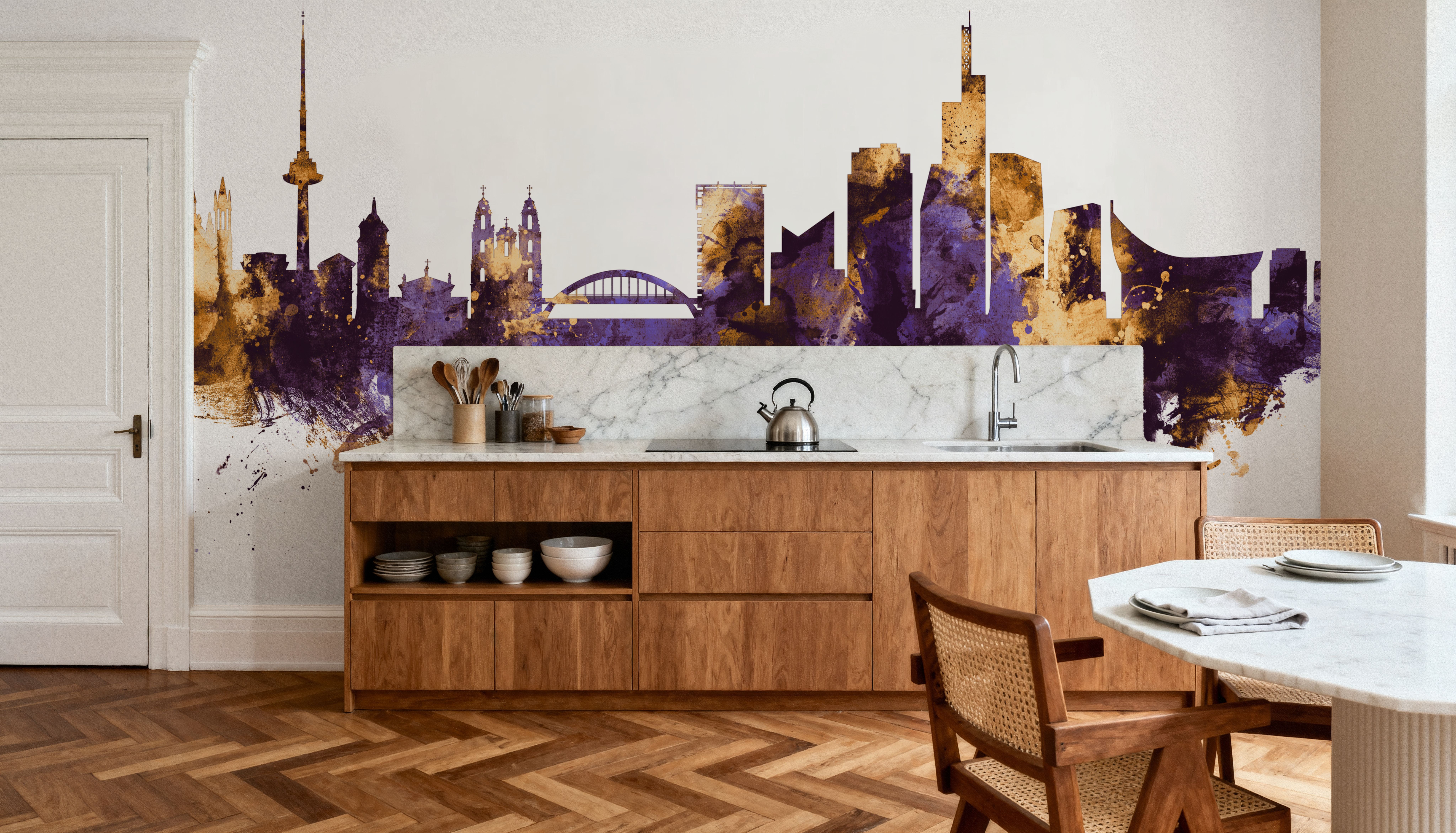 Vilnius Lithuania Skyline Purple & Gold