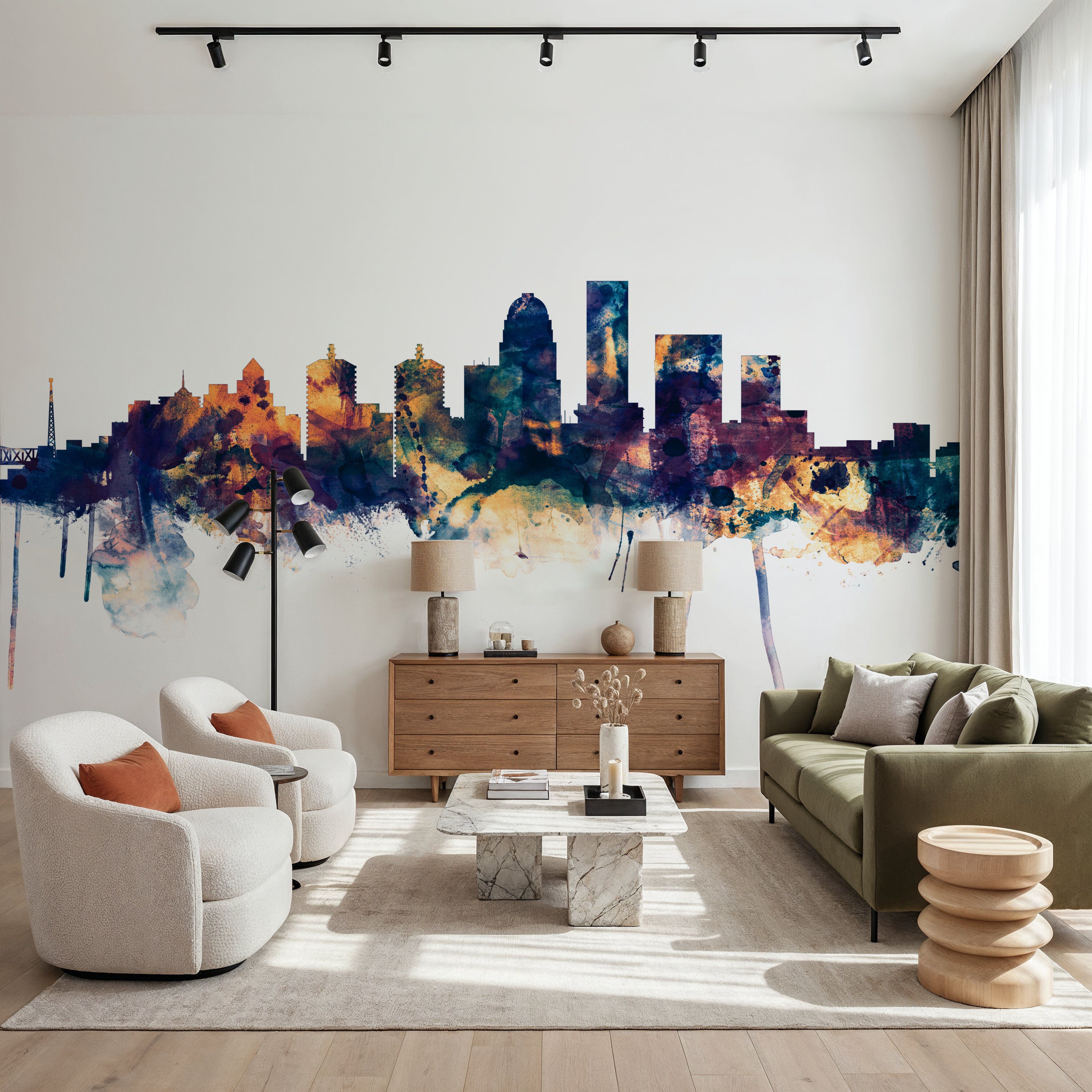 Louisville Kentucky Skyline Blue & Bronze