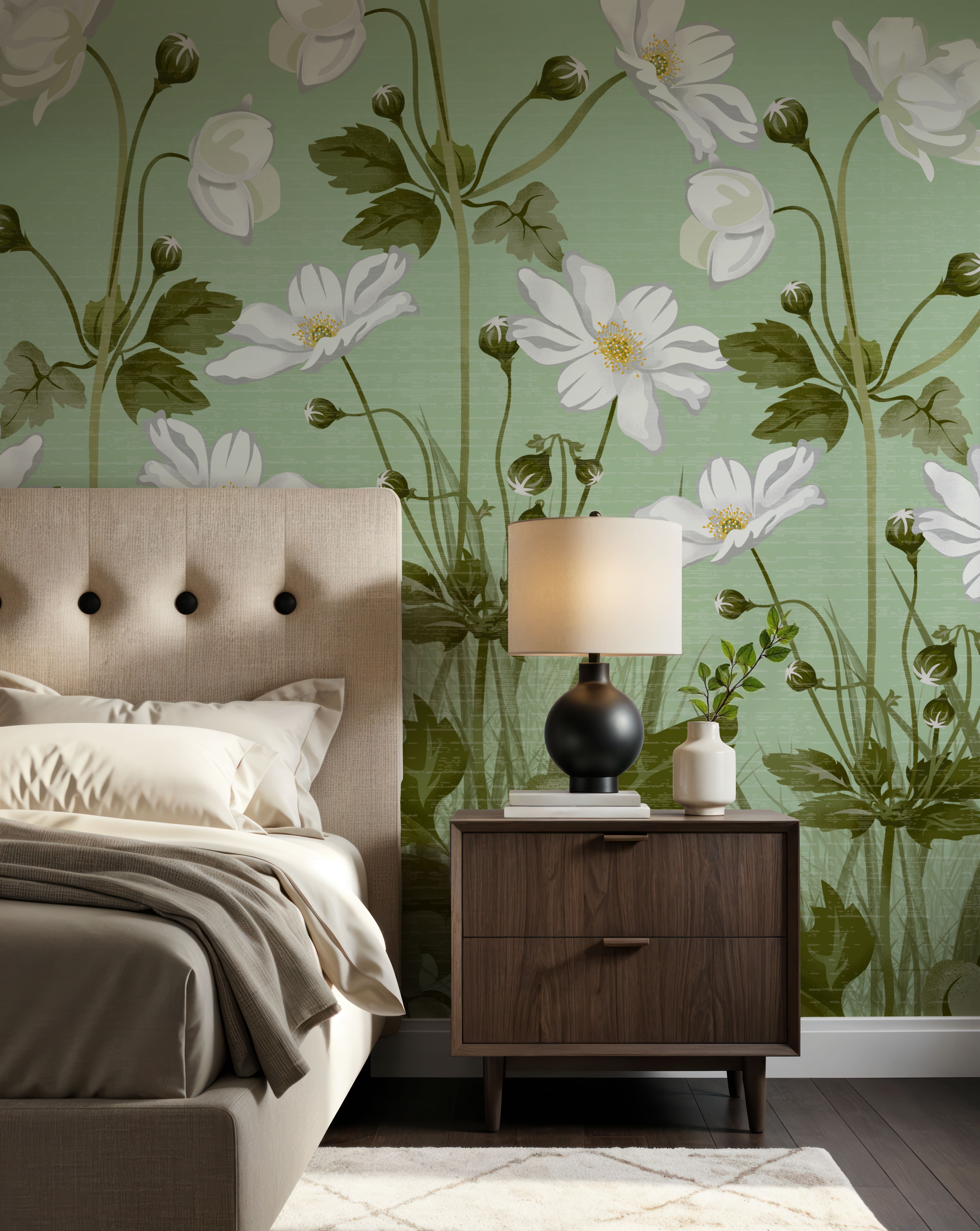 White Anemones, Pistachio