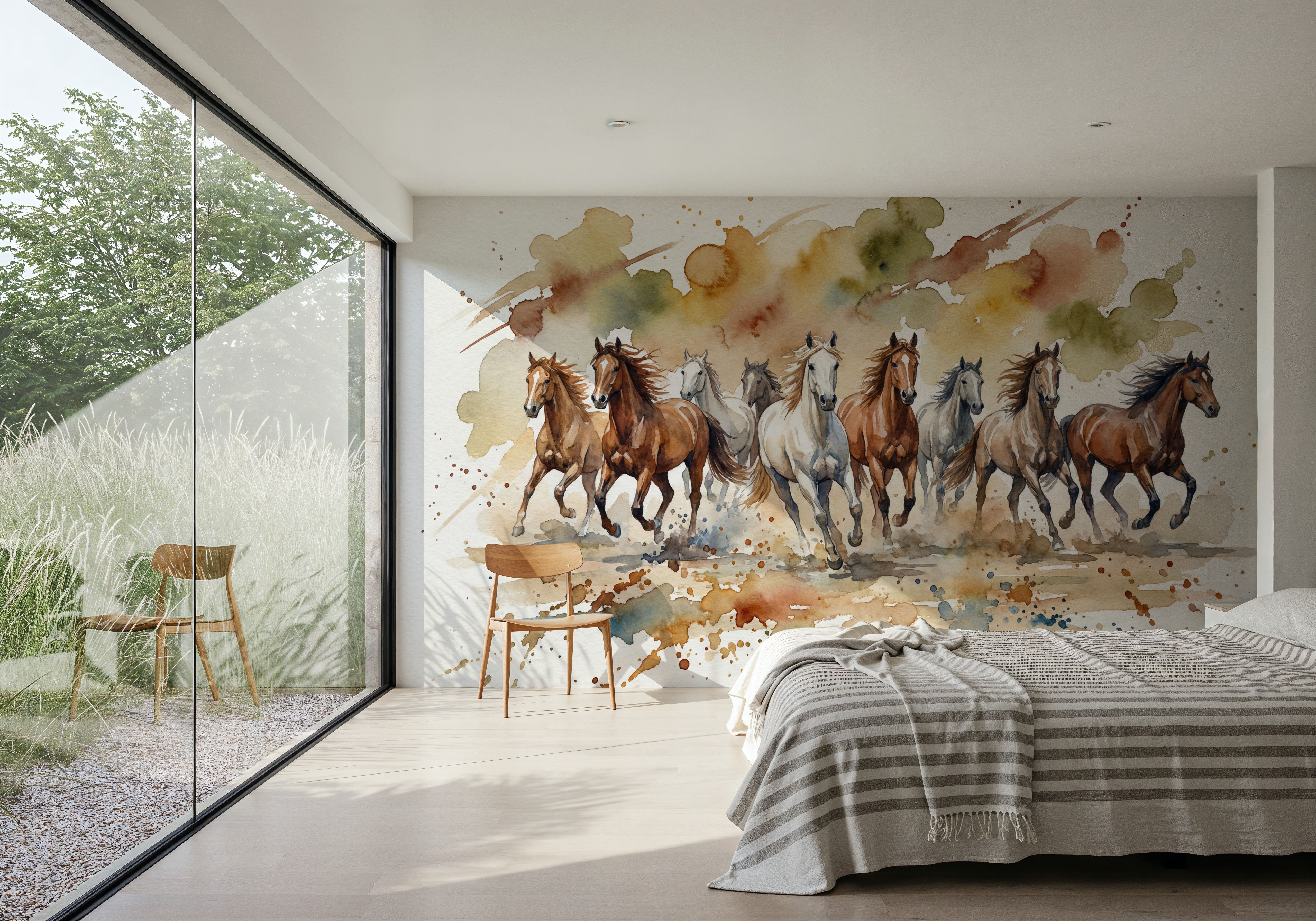 Wild Horses - Watercolor Spirit Animals Series, Tapetai