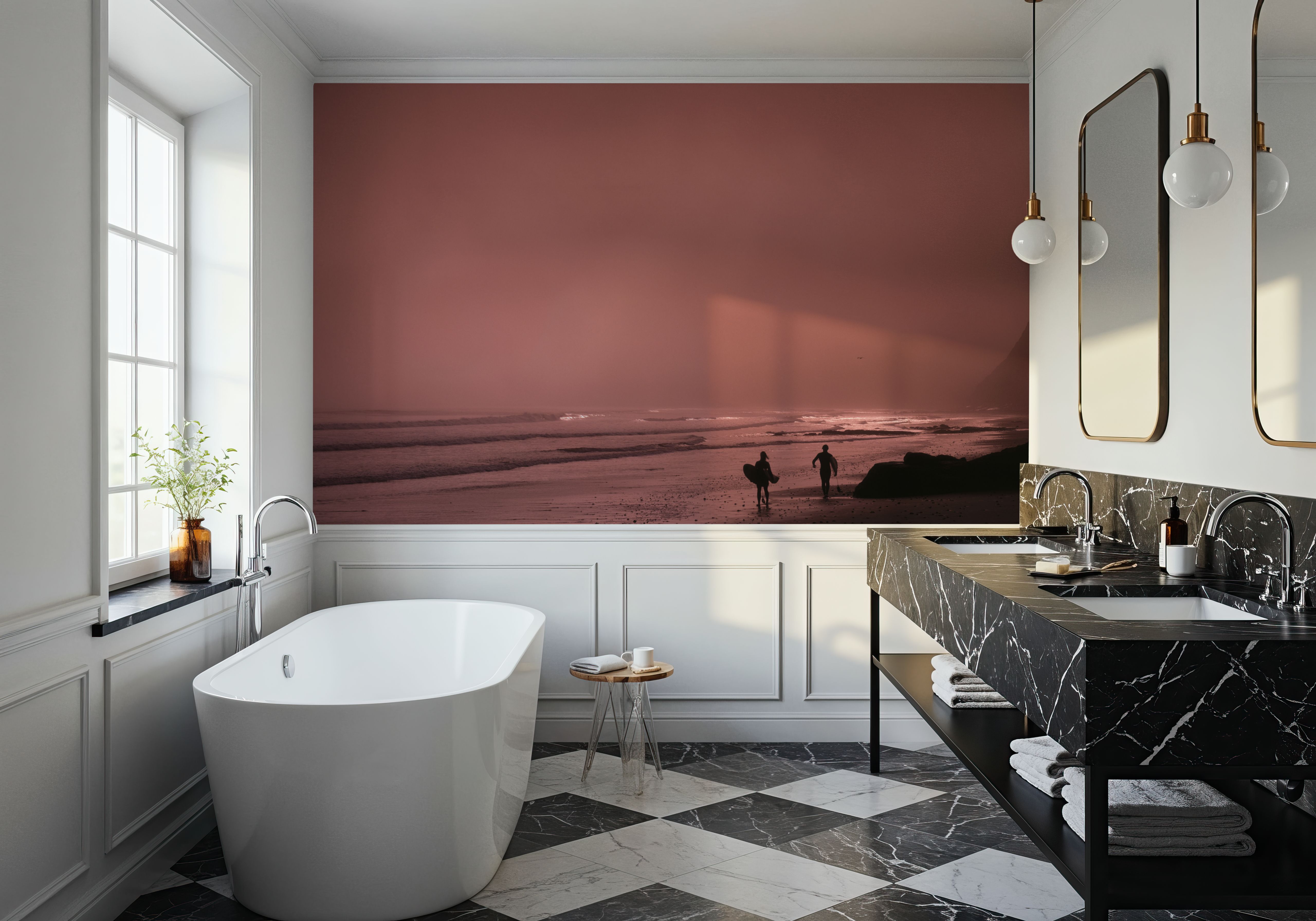 Sunset Surfers Silhouette