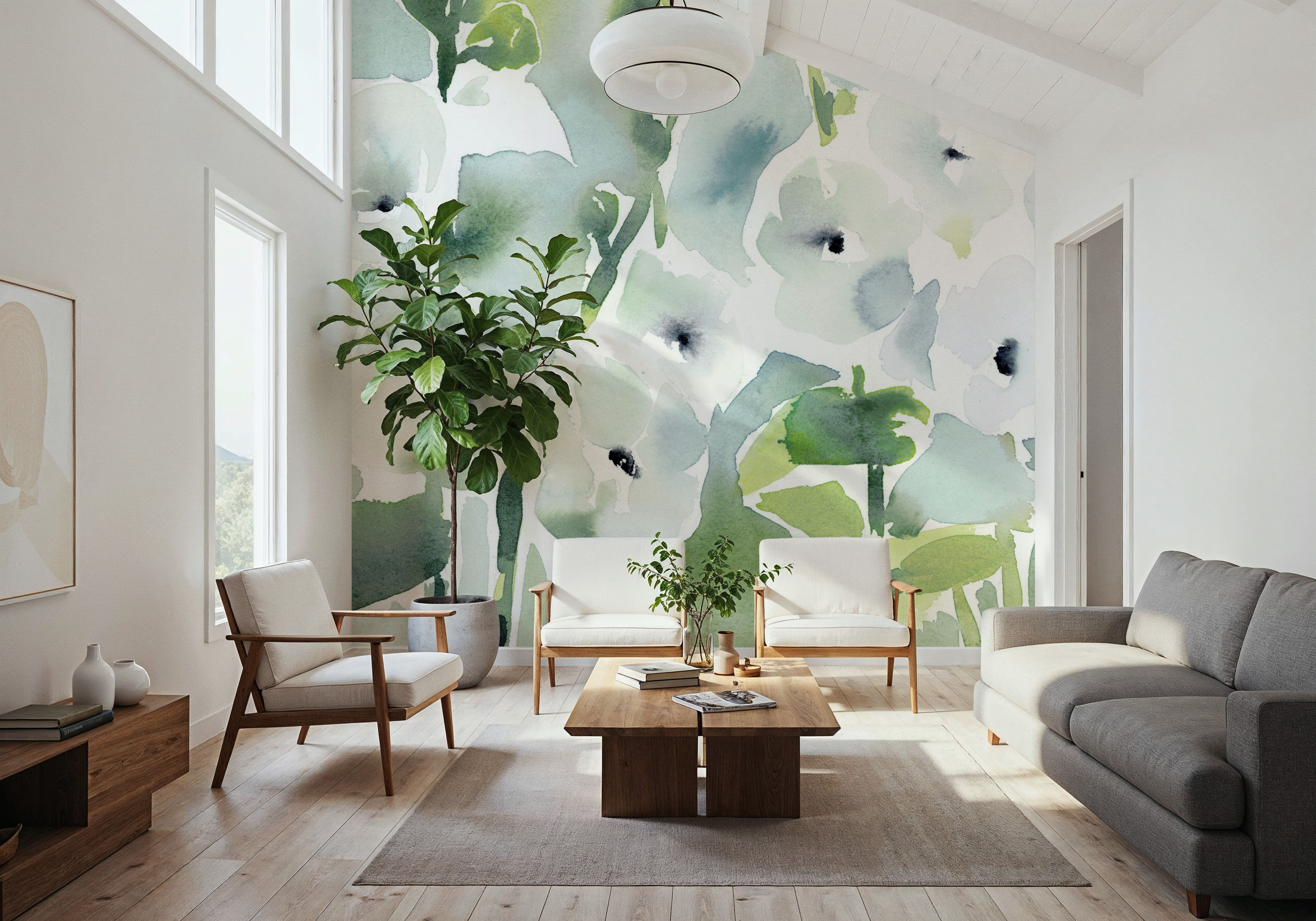 Hollyhocks, Wallpaper