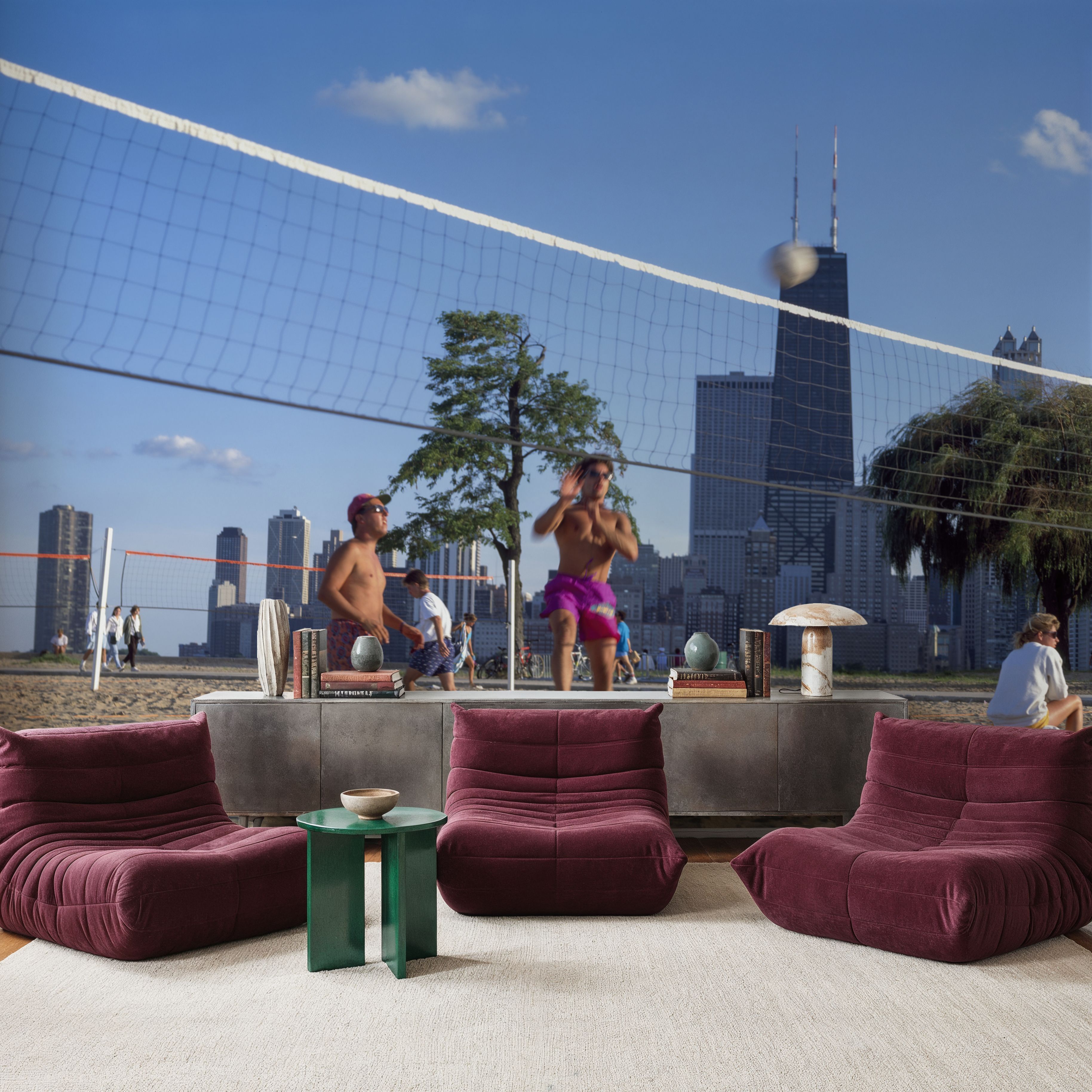 Wall Mural - Urban Beach Rally - Beach Sports mural wallpaper - Blue - Offices - Wallism UK - Premium, Textured or Peel & Stick