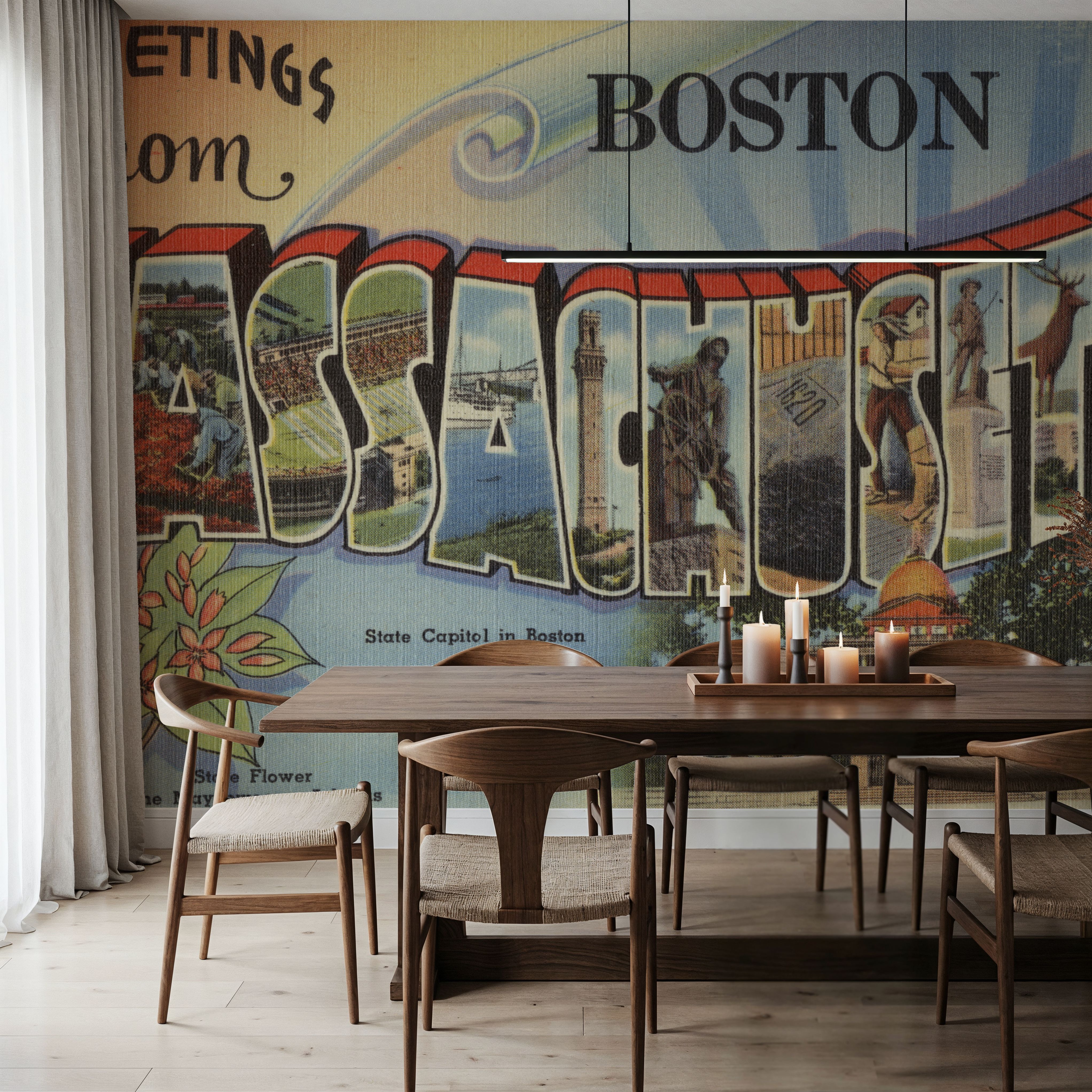 Greetings from Massachusetts - Screenprint Postcard