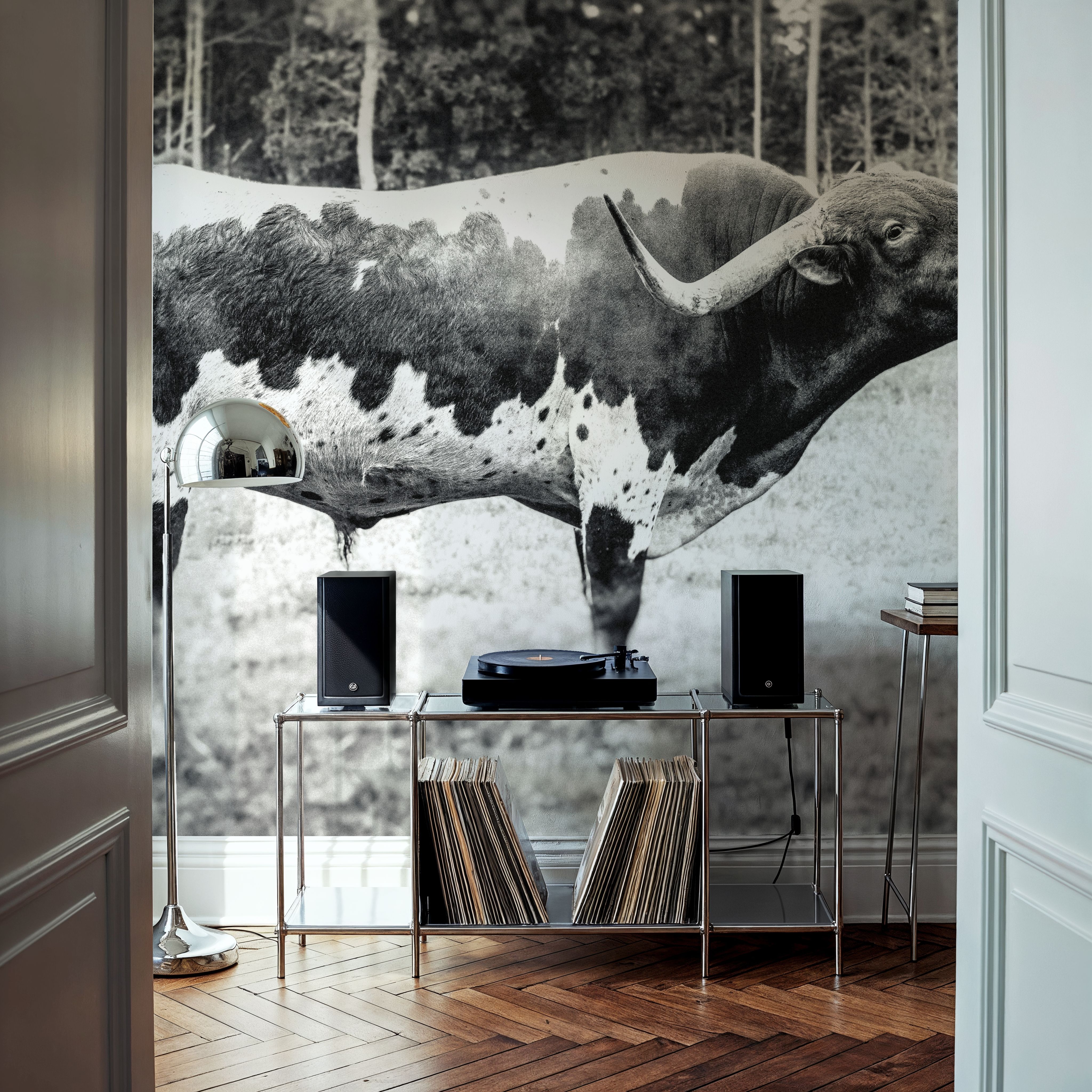 Longhorn Bull BW