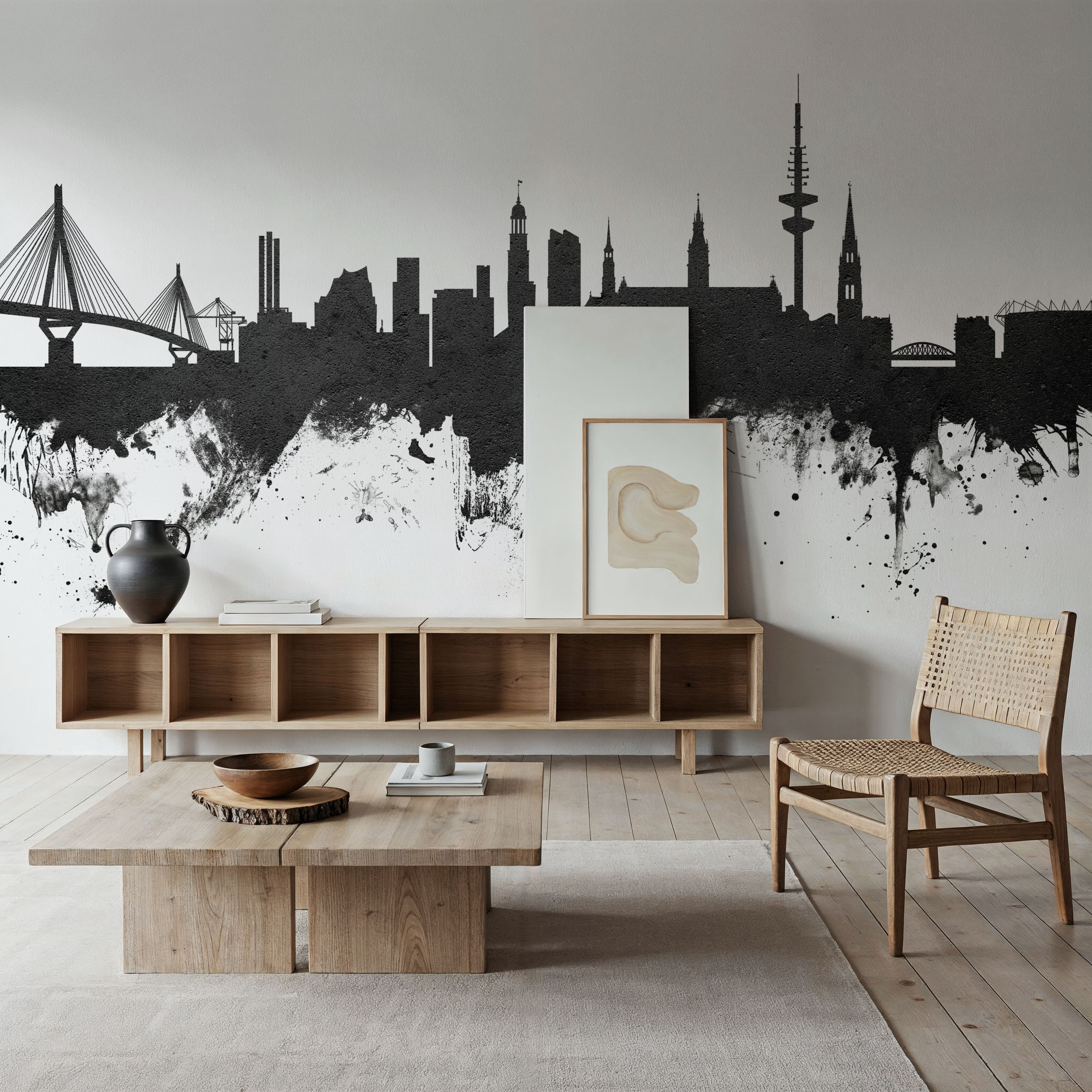 Hamburg Germany Skyline Black & White