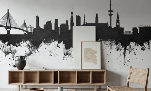 Hamburg Germany Skyline Black & White