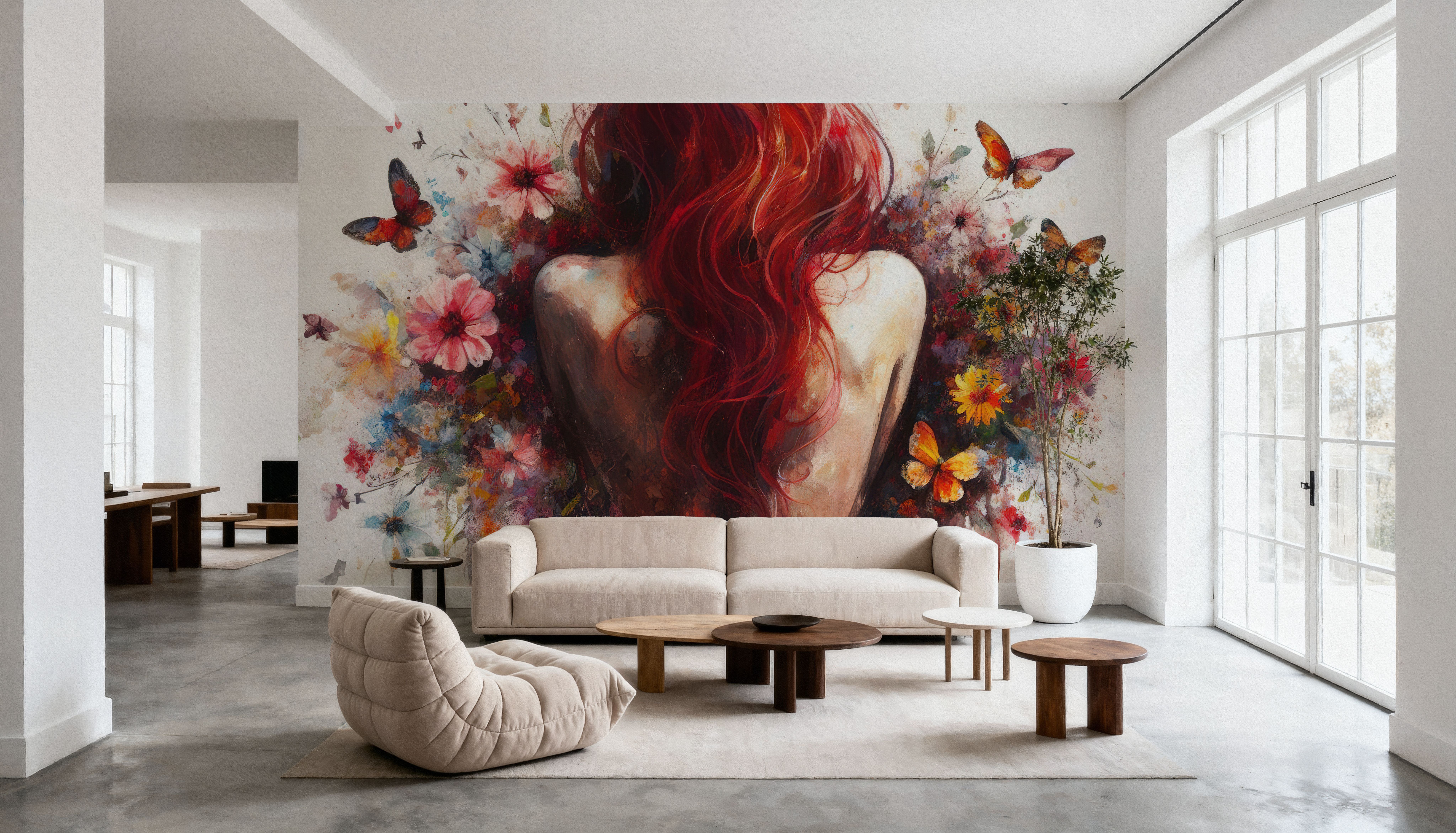 Watercolor Butterflies Red