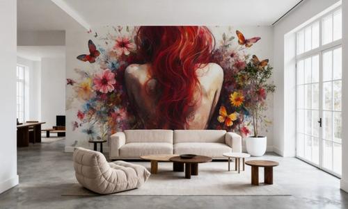 Watercolor Butterflies Red