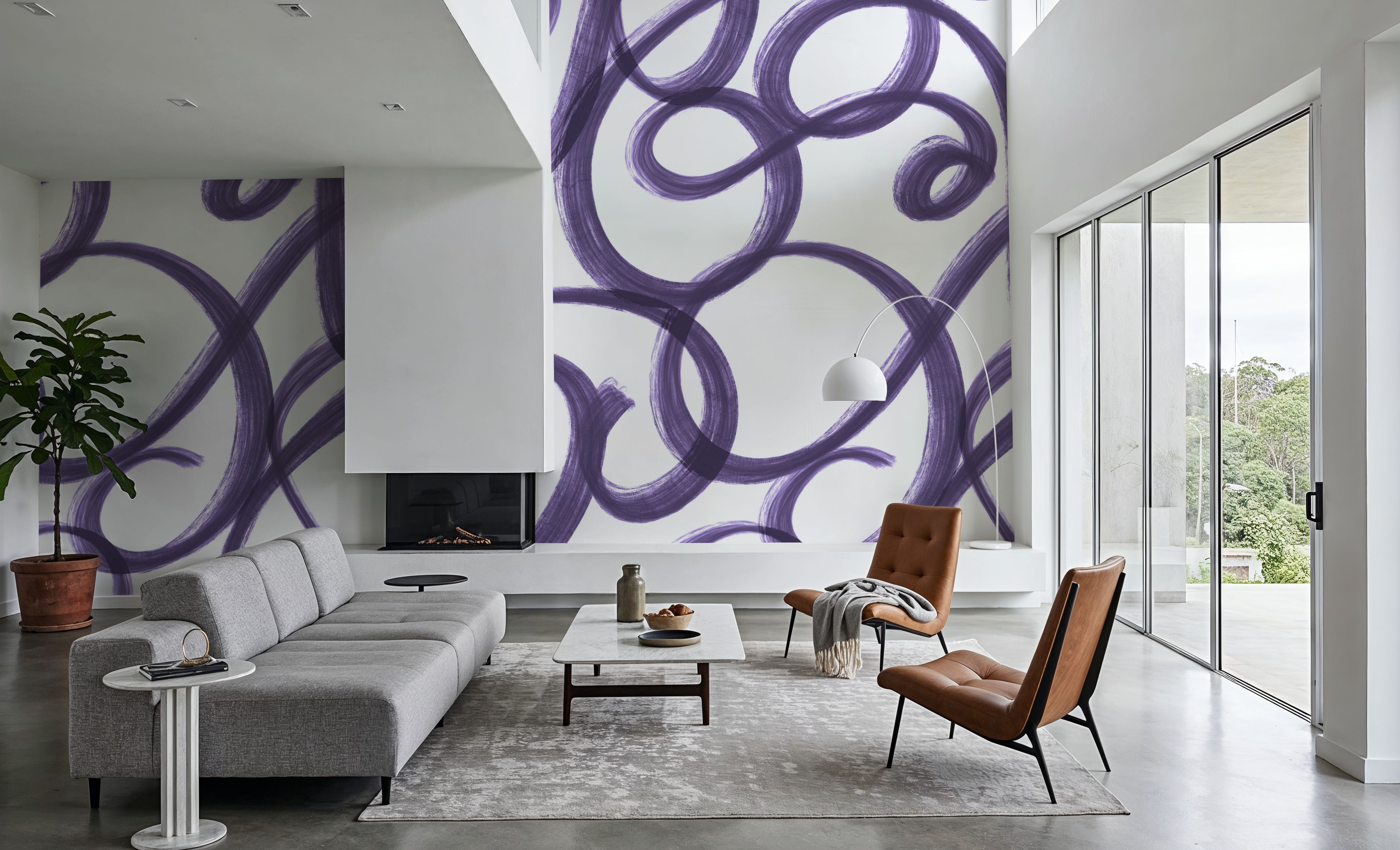 Curly Brush Lines, Grape