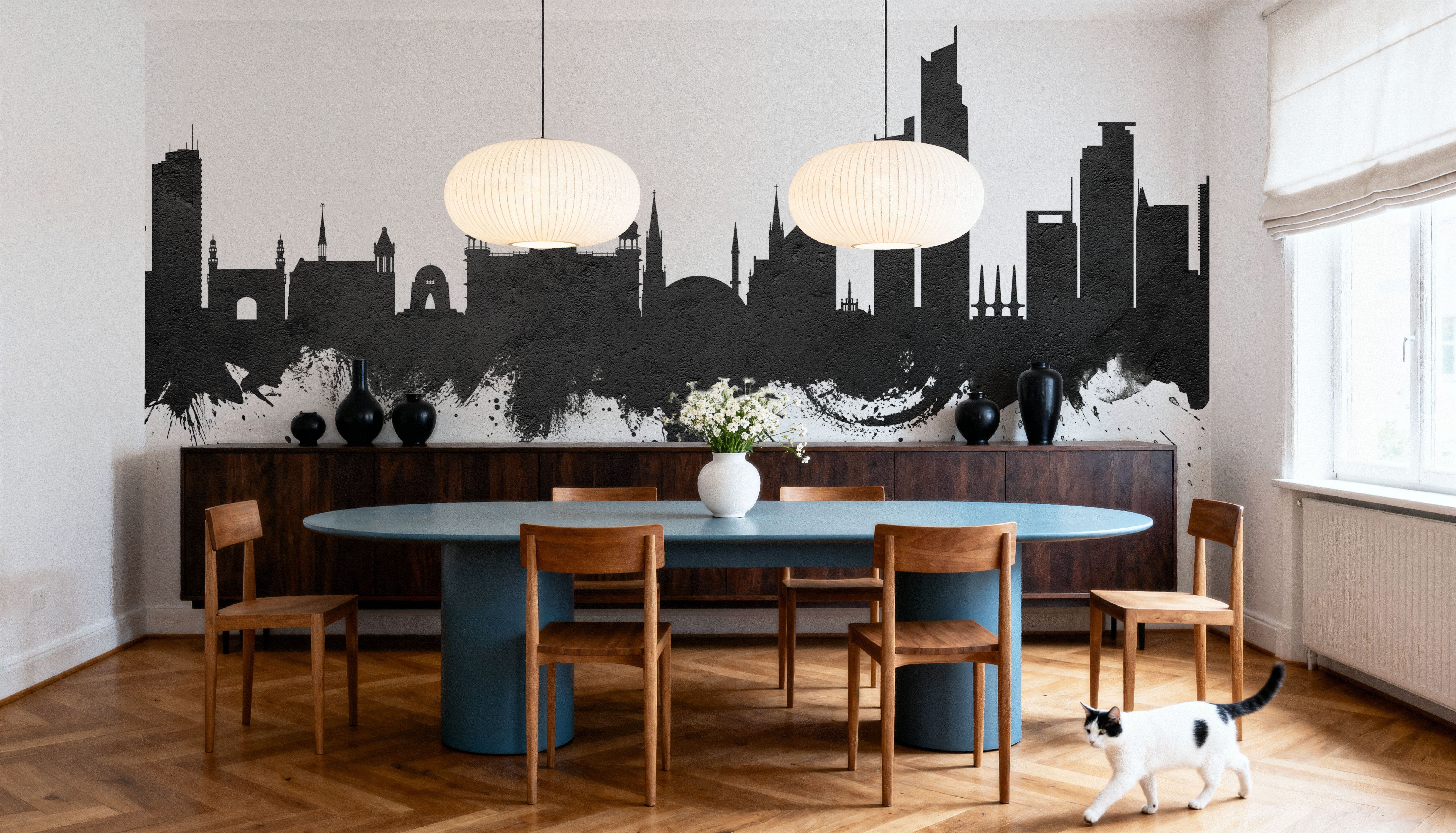 Karachi Pakistan Skyline Black & White, Carte da parati