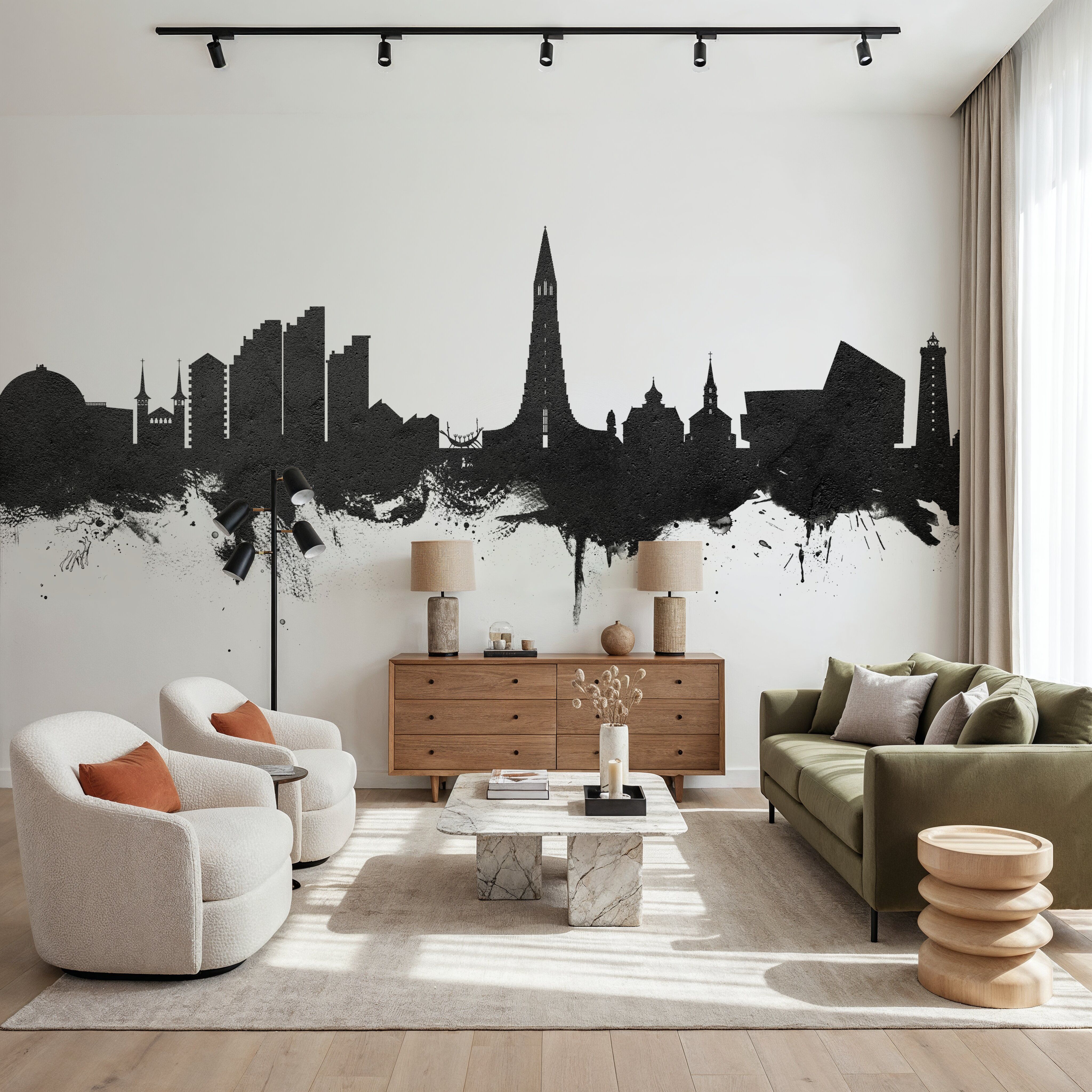 Reykjavík Skyline Black & White