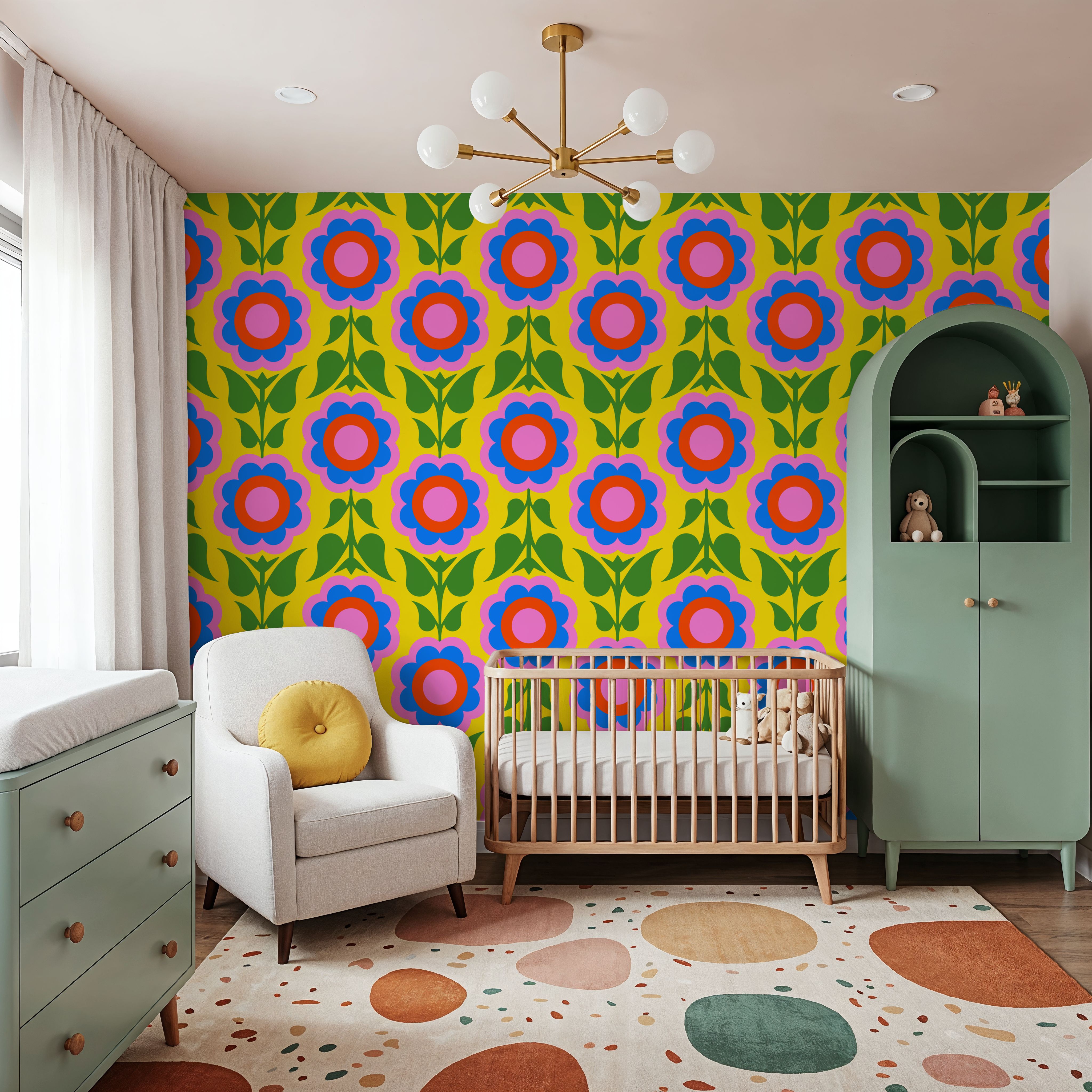 Retro Bold Blooms, Bright