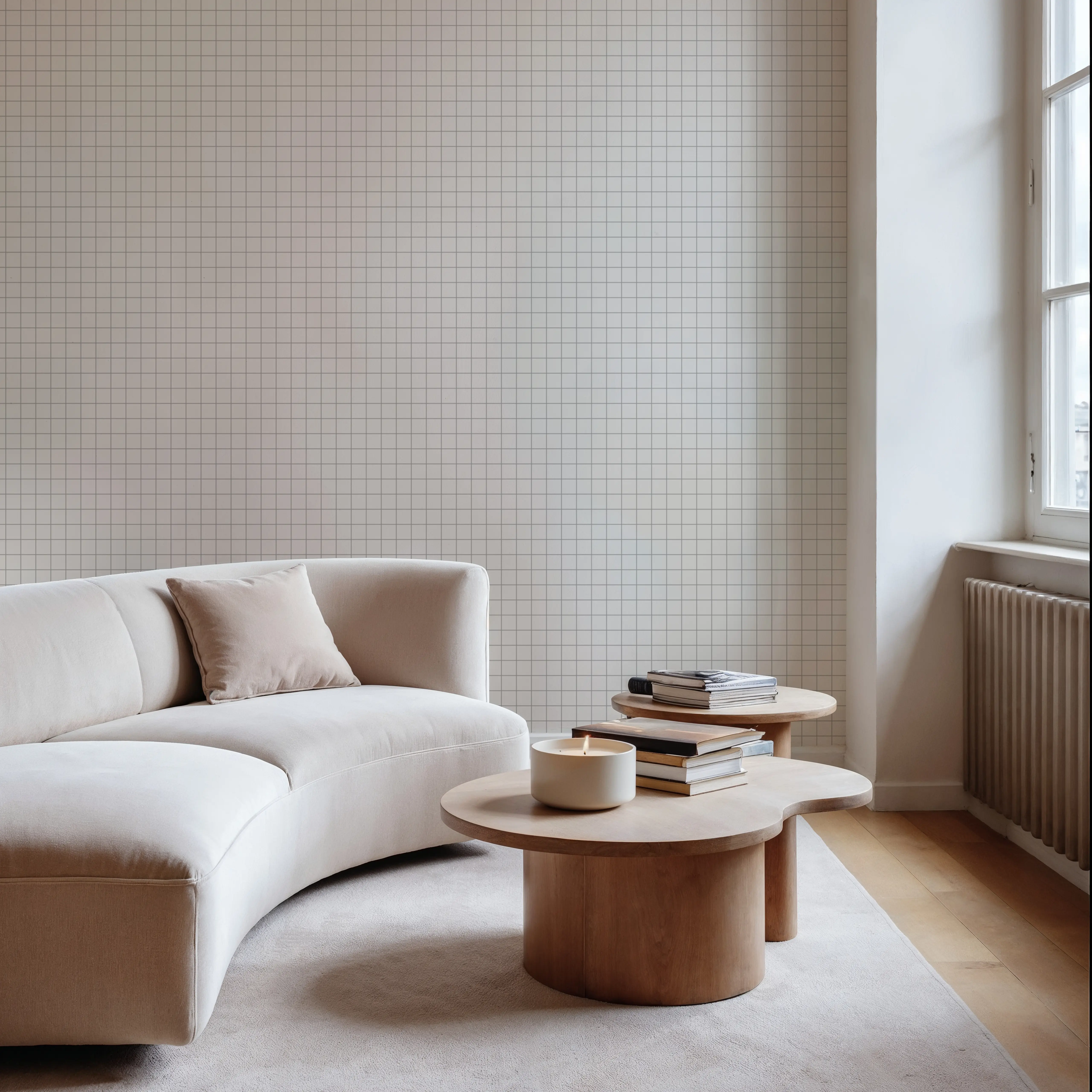 Behang - Simple Check - Vierkanten Tegelbehang - Wit - Kantoorruimtes - Wallism België - Zelfklevend of Vliesbehang