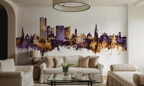 Swindon England Skyline Purple & Gold