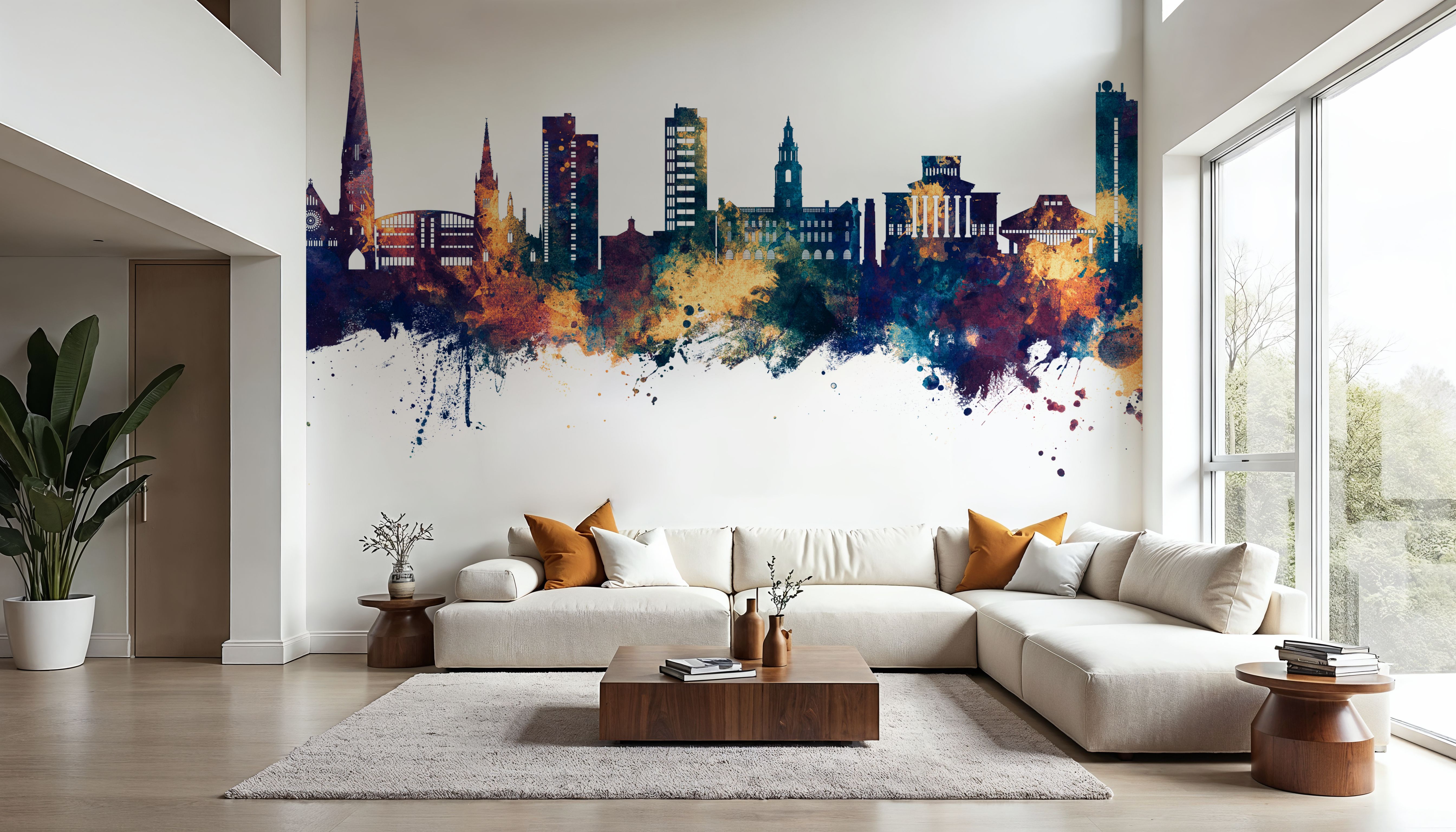 Preston England Skyline Blue & Bronze, Wallpaper