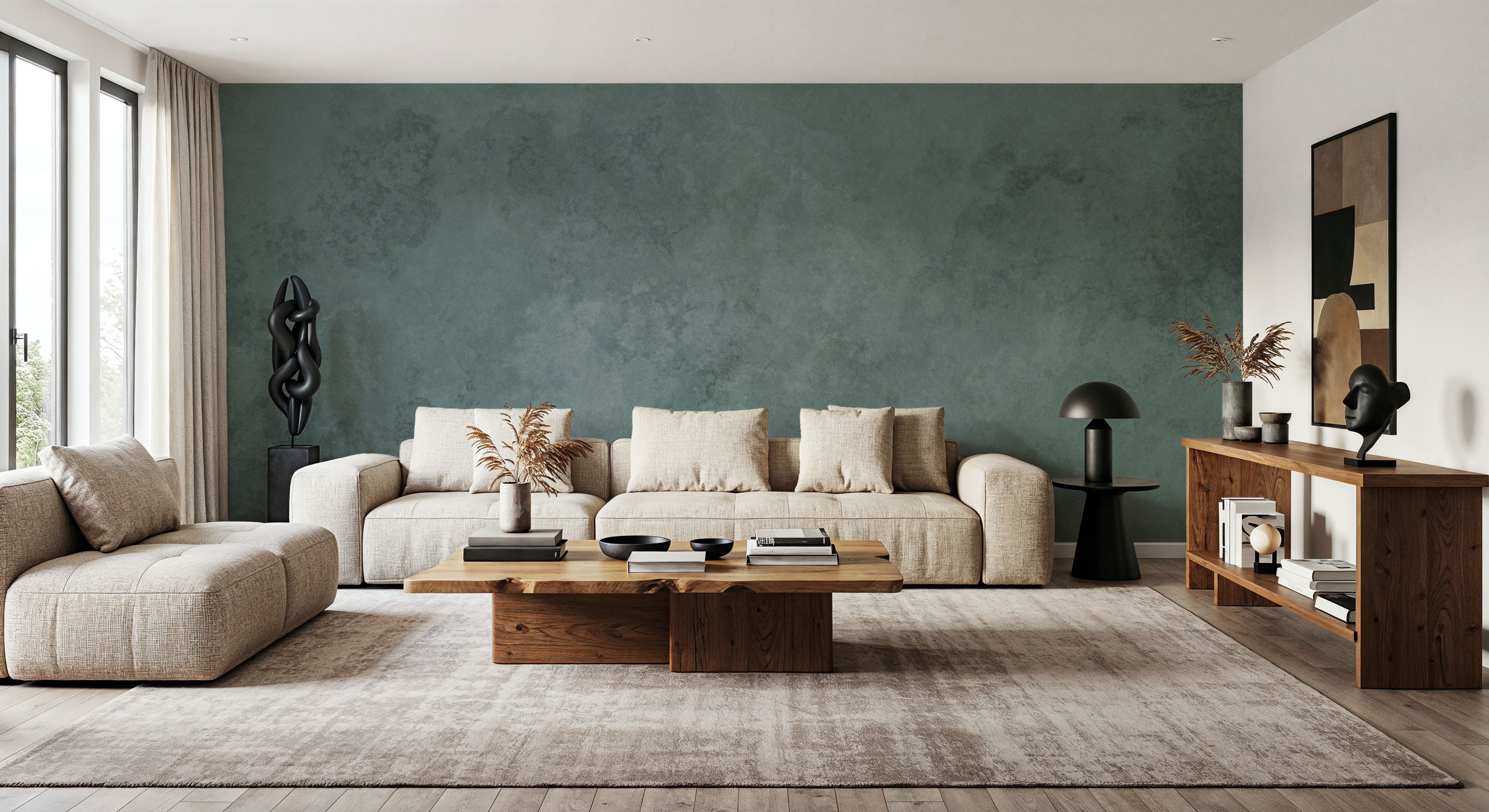 Subtle Plaster Wall, Forest Green