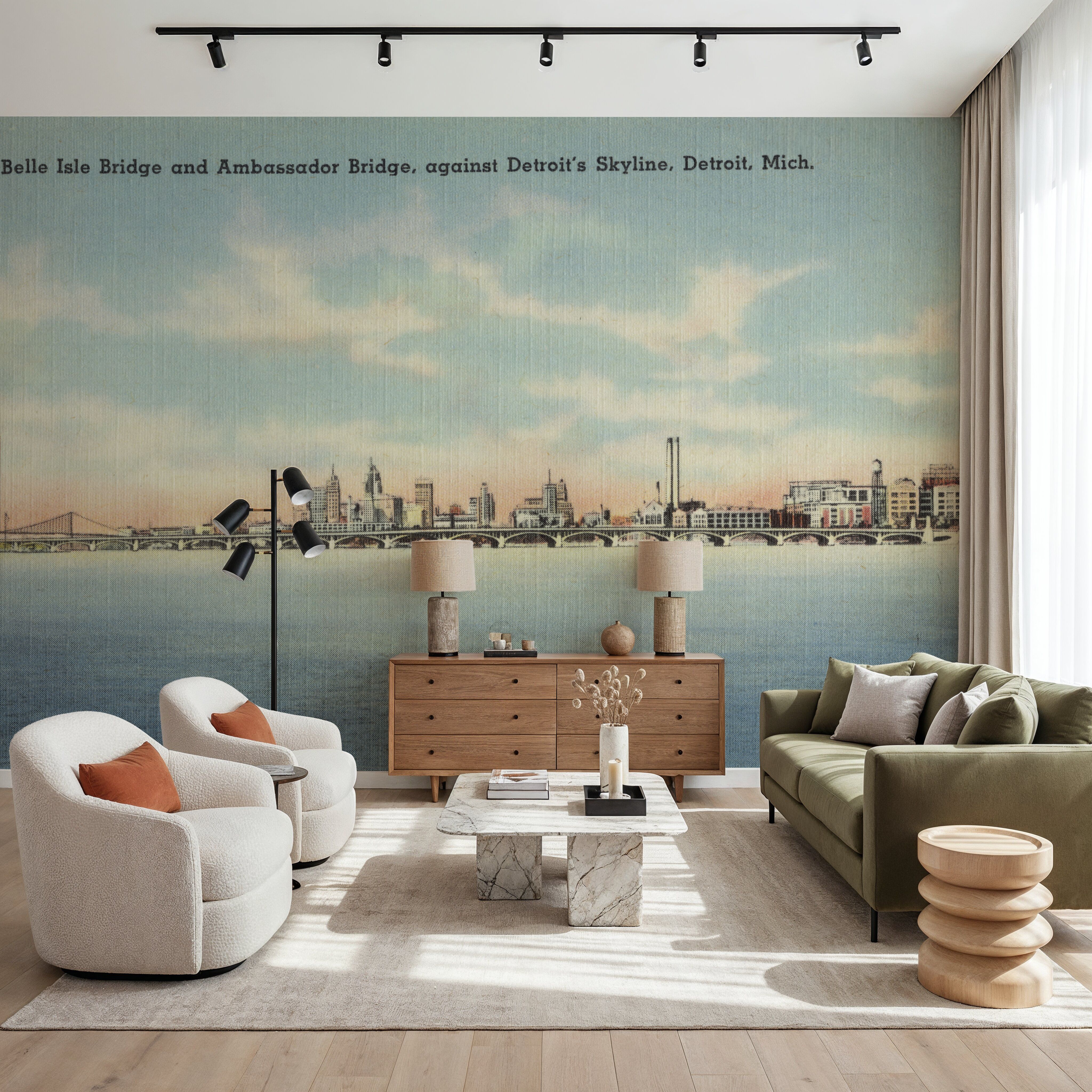 Greetings from Detroit Skyline - Screenprint Postcard