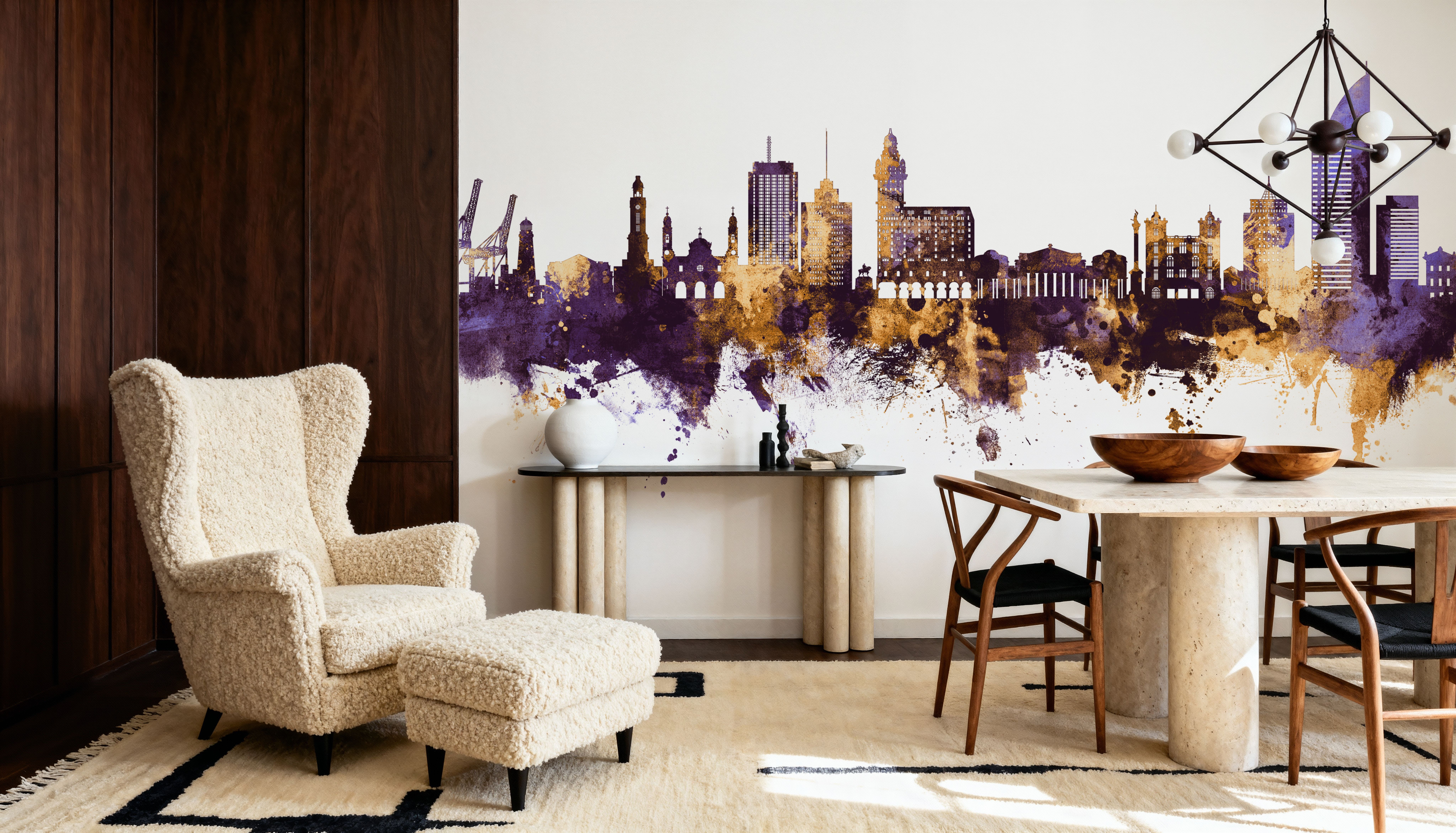 Montevideo Uruguay Skyline Purple & Gold