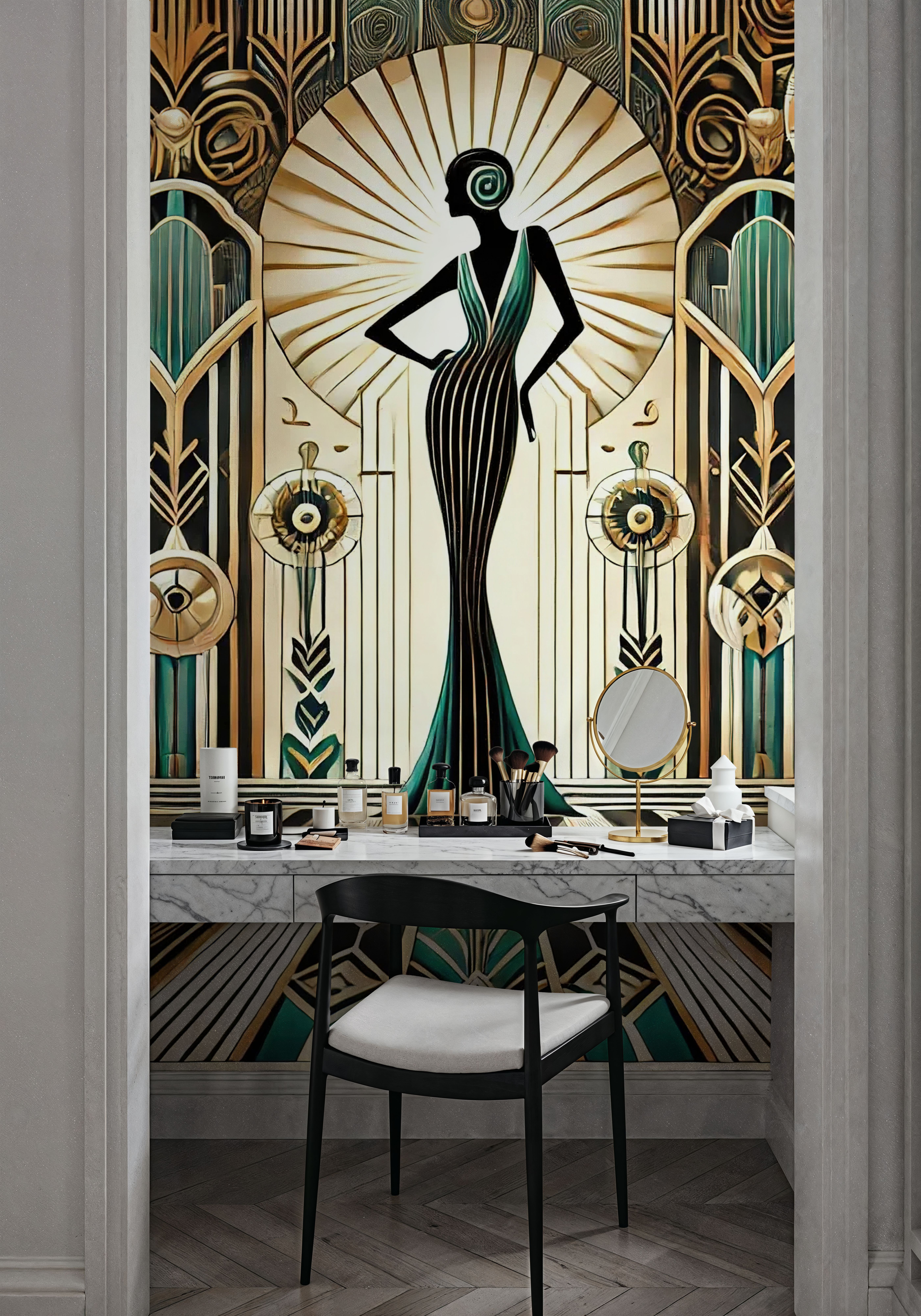 Vintage Elegance Scene in Art Deco