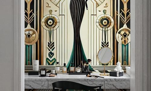 Vintage Elegance Scene in Art Deco